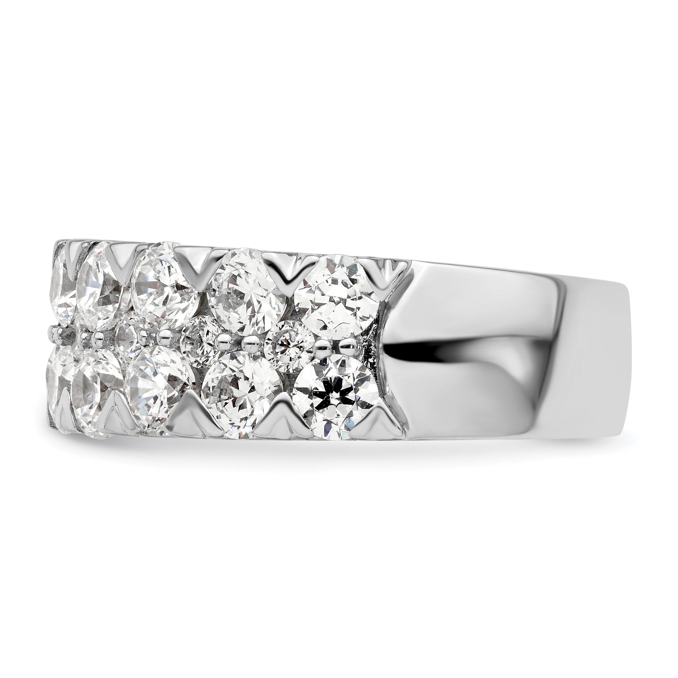 14k White Gold 3 carat Lab Grown Diamond VS/SI+ G+ Complete Double Row Fashion Band