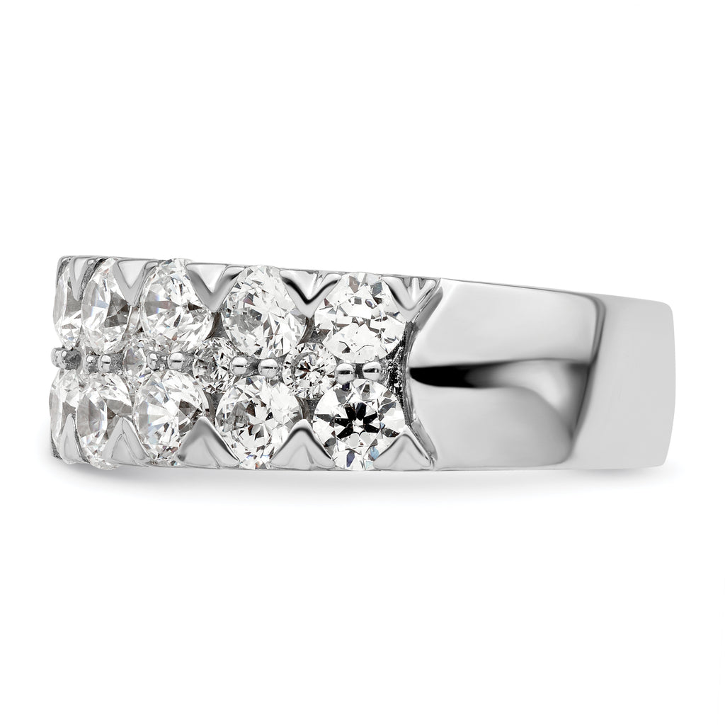 14k White Gold 3 carat Lab Grown Diamond VS/SI+ G+ Complete Double Row Fashion Band