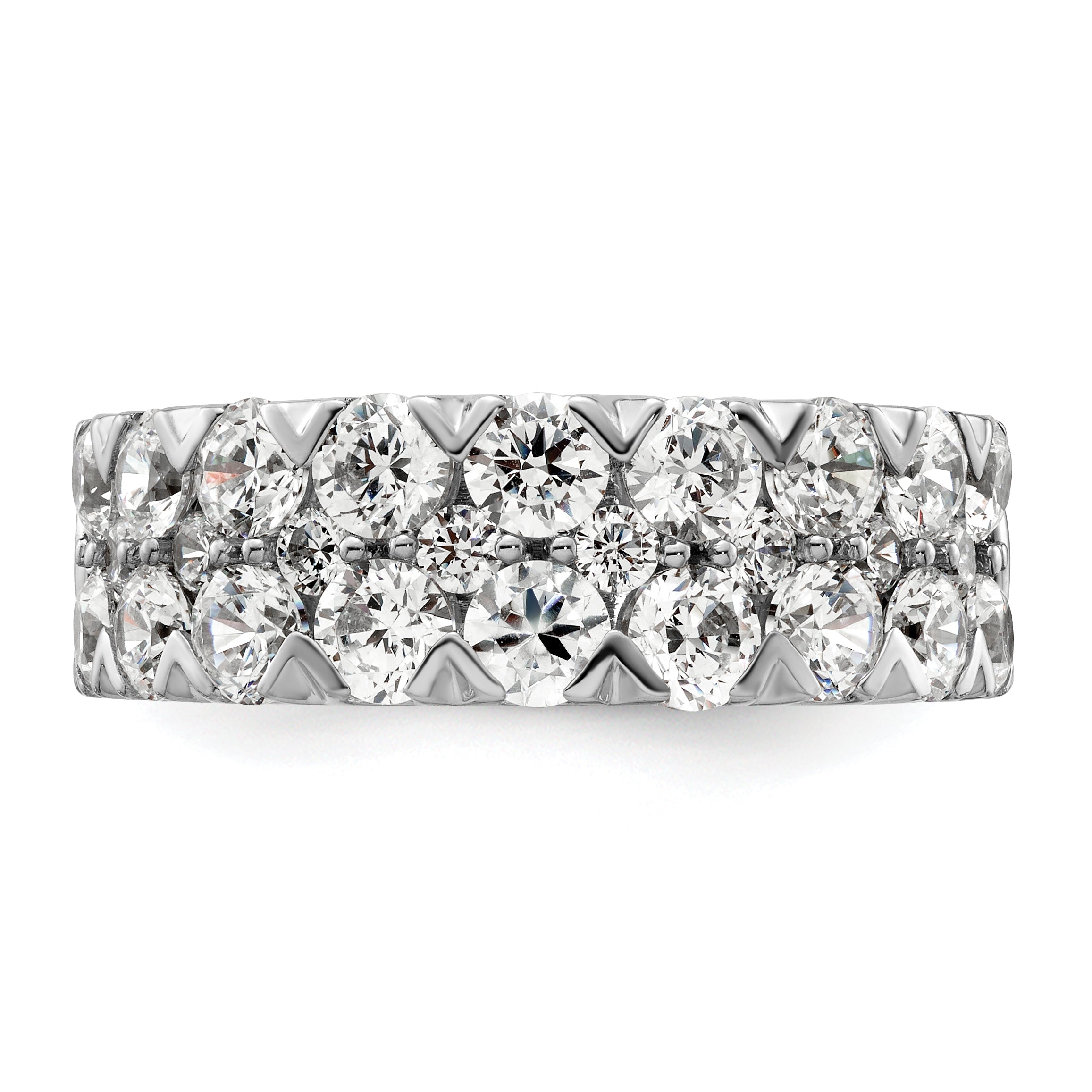 14k White Gold 3 carat Lab Grown Diamond VS/SI+ G+ Complete Double Row Fashion Band