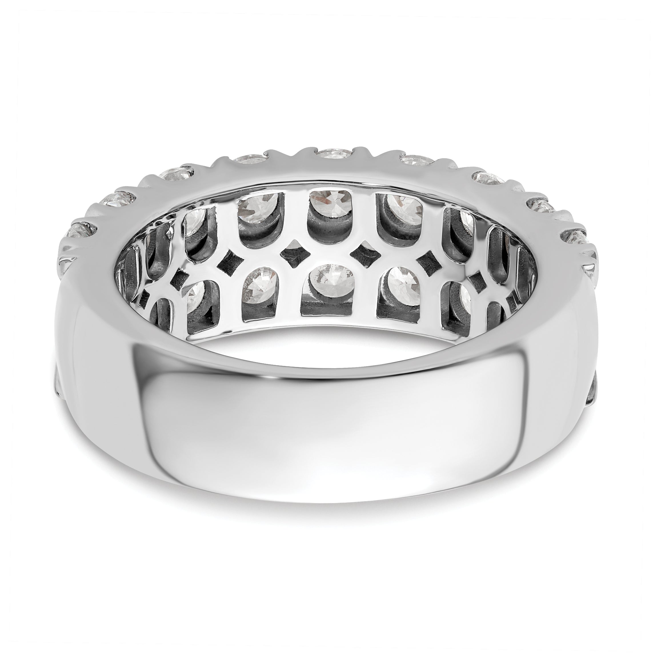 14k White Gold 3 carat Lab Grown Diamond VS/SI+ G+ Complete Double Row Fashion Band
