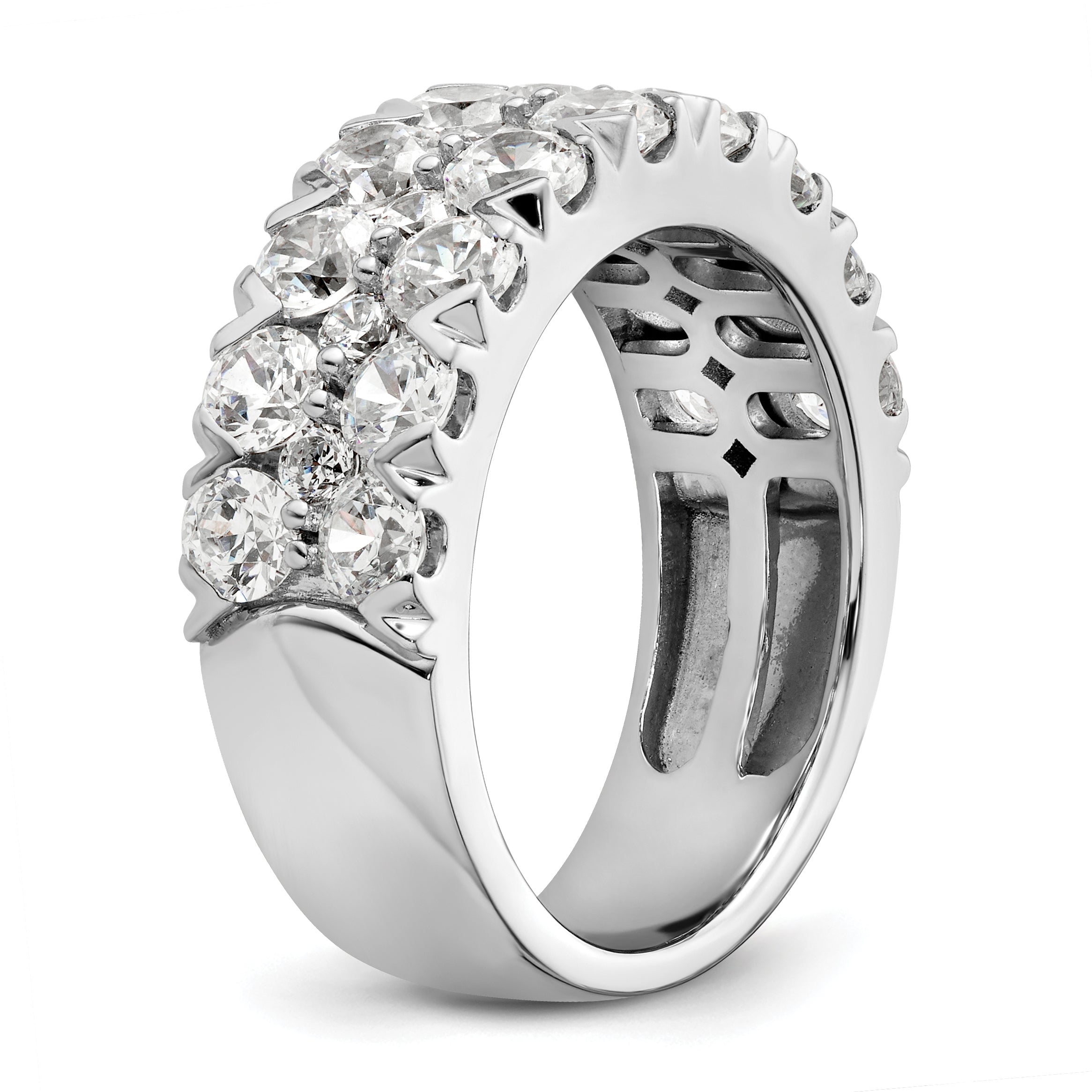 14k White Gold 3 carat Lab Grown Diamond VS/SI+ G+ Complete Double Row Fashion Band