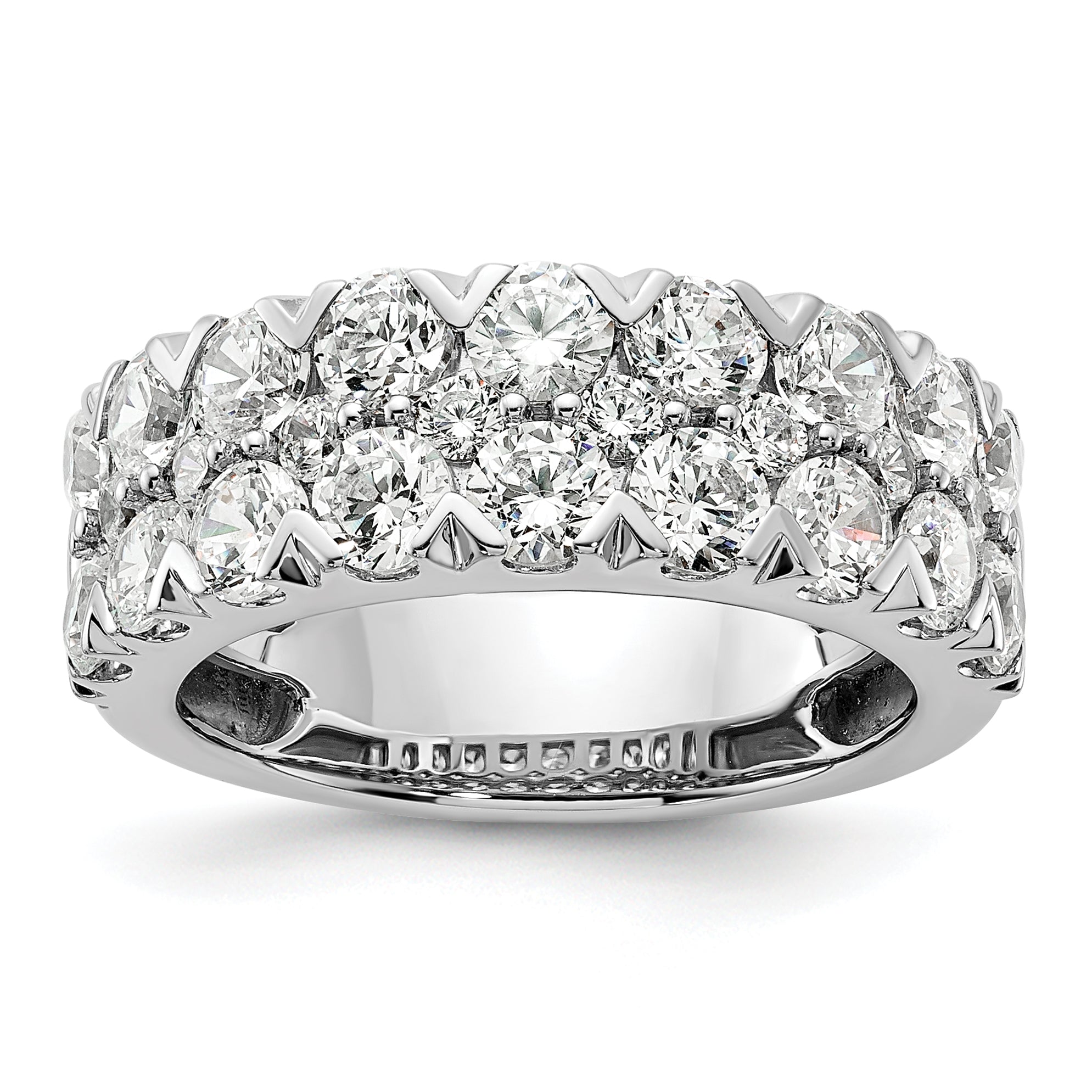 14k White Gold 3 carat Lab Grown Diamond VS/SI+ G+ Complete Double Row Fashion Band