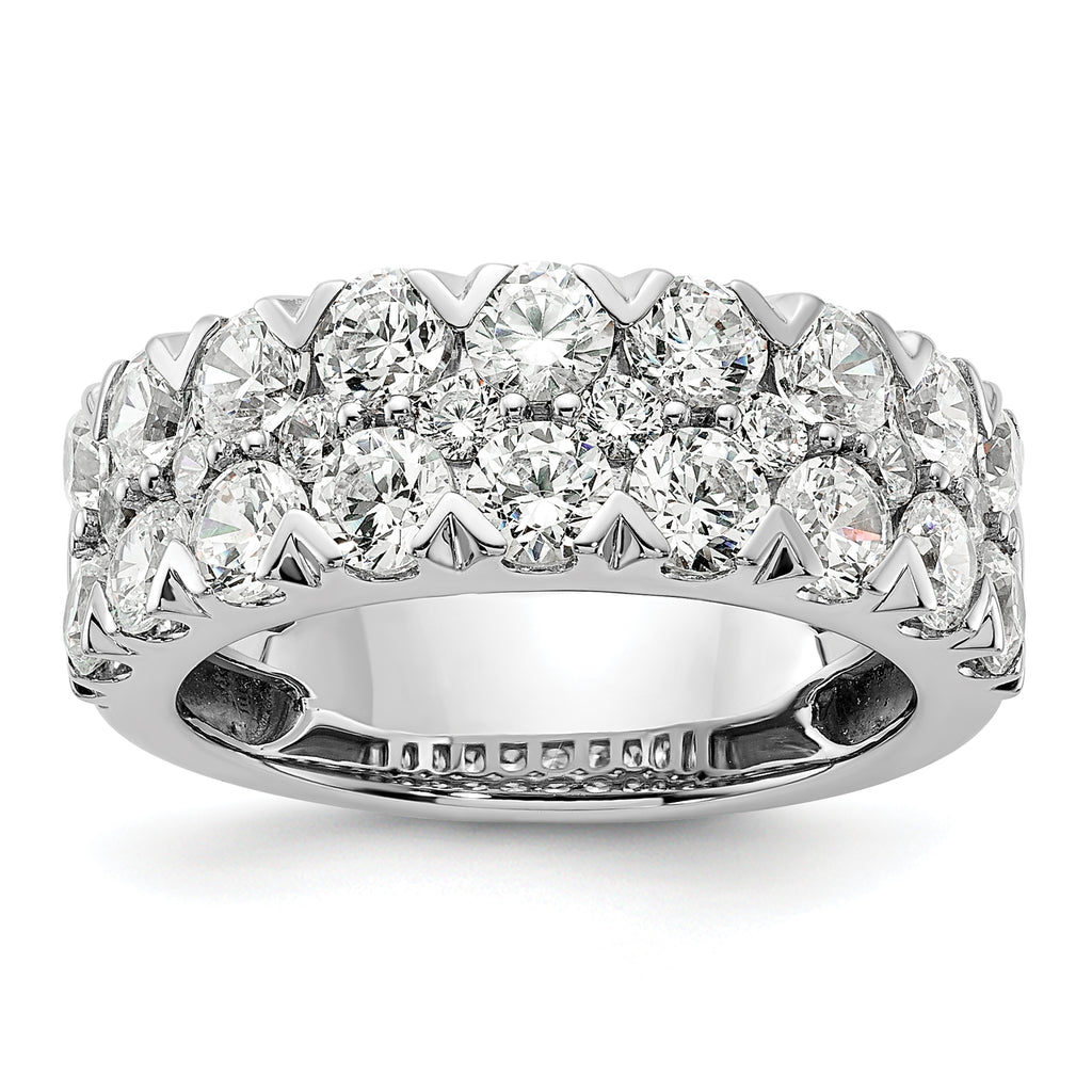 14k White Gold 3 carat Lab Grown Diamond VS/SI+ G+ Complete Double Row Fashion Band