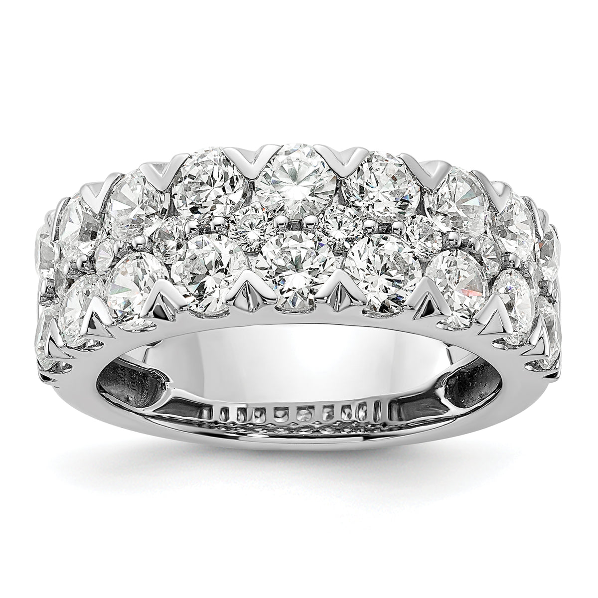 14k White Gold 3 carat Lab Grown Diamond VS/SI+ G+ Complete Double Row Fashion Band