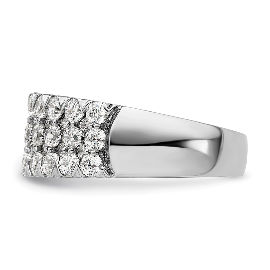 14k White Gold 1 1/2 carat Lab Grown Diamond VS/SI+ G+ Complete Triple Row Fashion Band