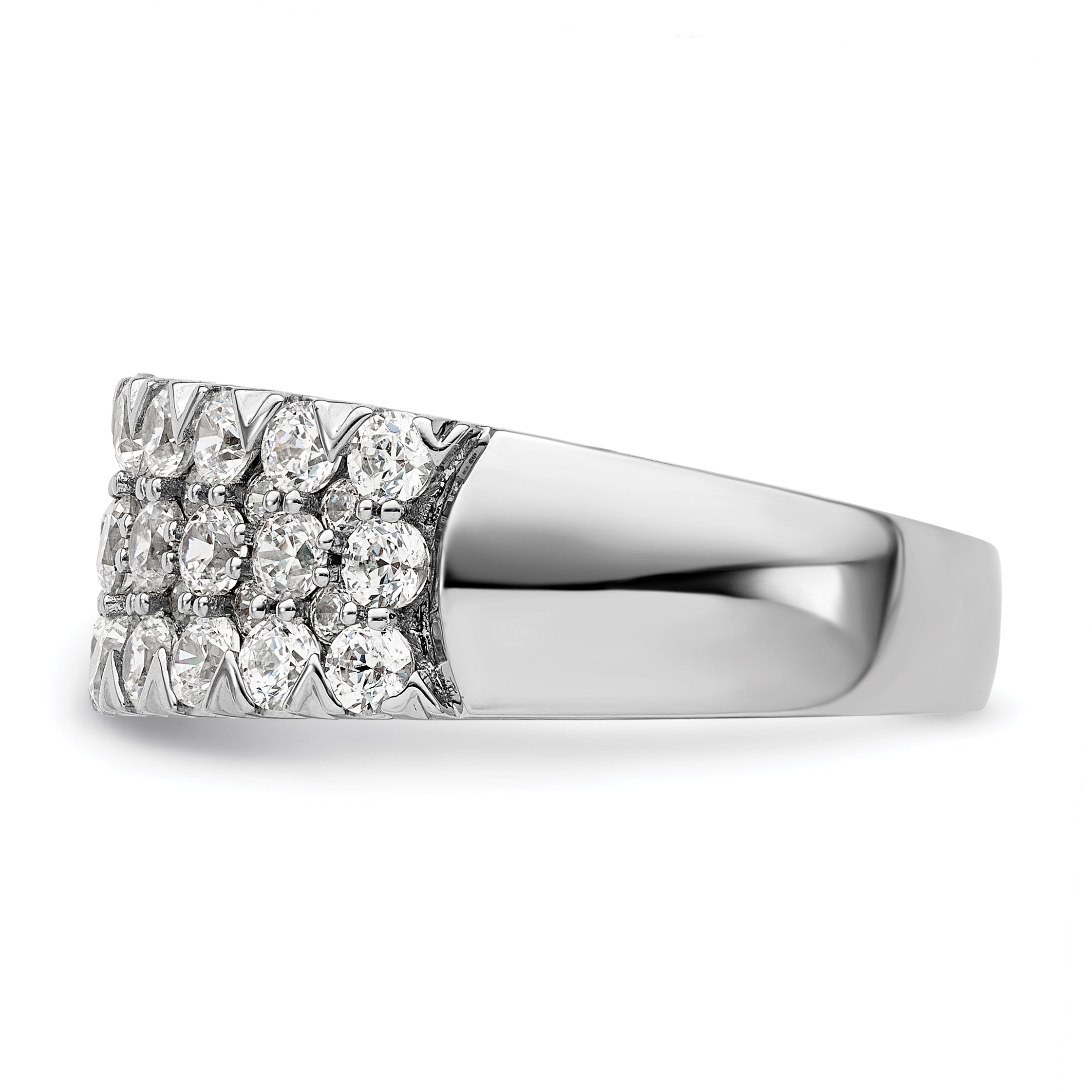 14k White Gold 1 1/2 carat Lab Grown Diamond VS/SI+ G+ Complete Triple Row Fashion Band