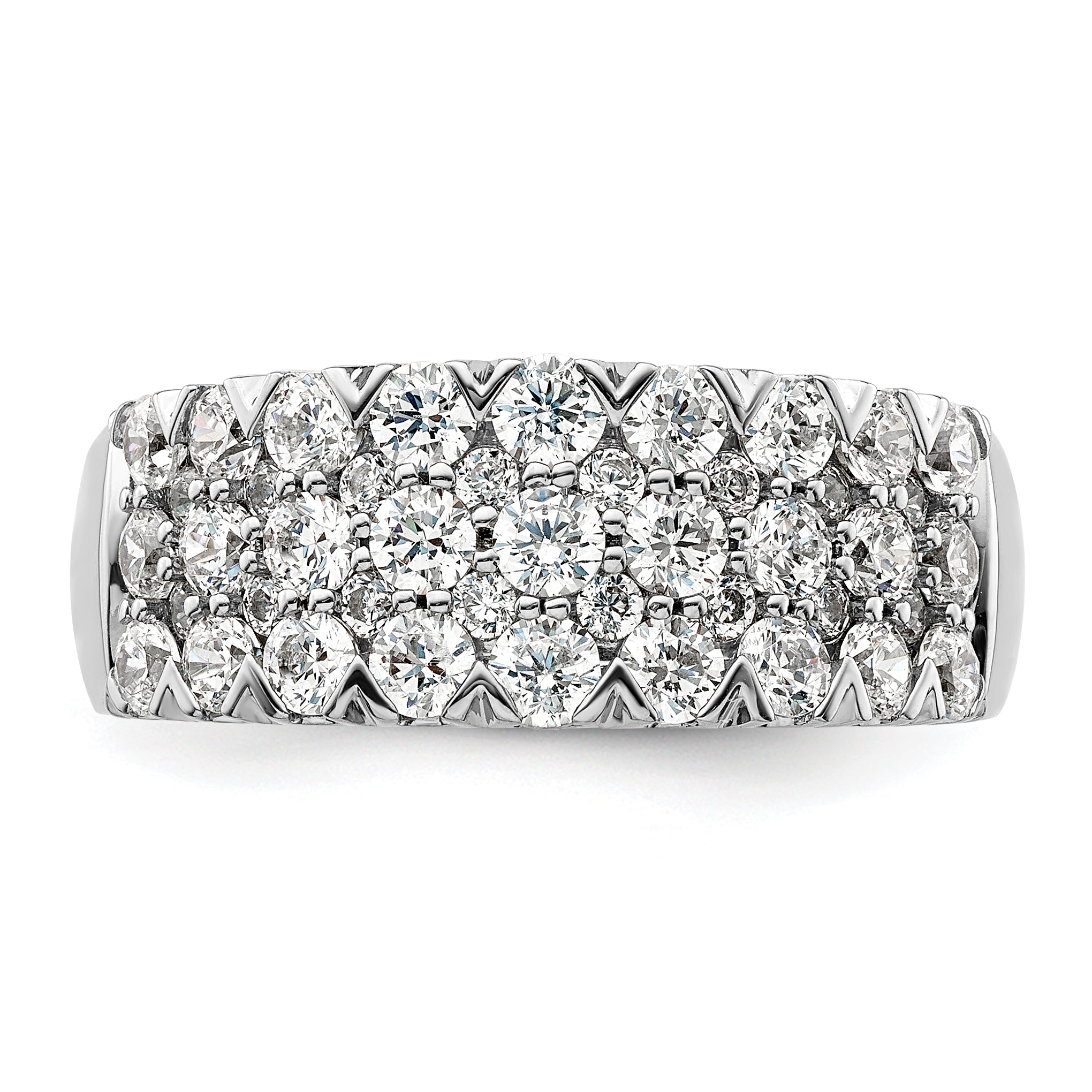 14k White Gold 1 1/2 carat Lab Grown Diamond VS/SI+ G+ Complete Triple Row Fashion Band