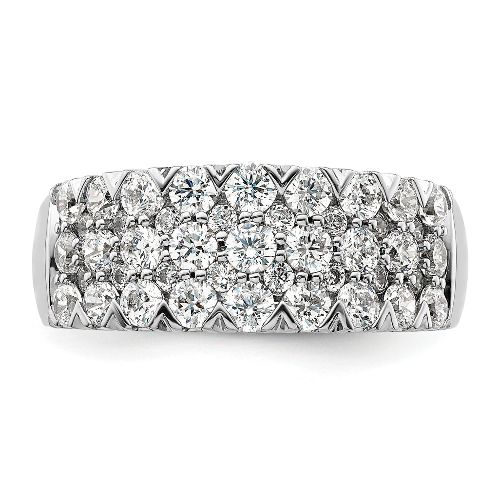 14k White Gold 1 1/2 carat Lab Grown Diamond VS/SI+ G+ Complete Triple Row Fashion Band