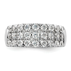 14k White Gold 1 1/2 carat Lab Grown Diamond VS/SI+ G+ Complete Triple Row Fashion Band