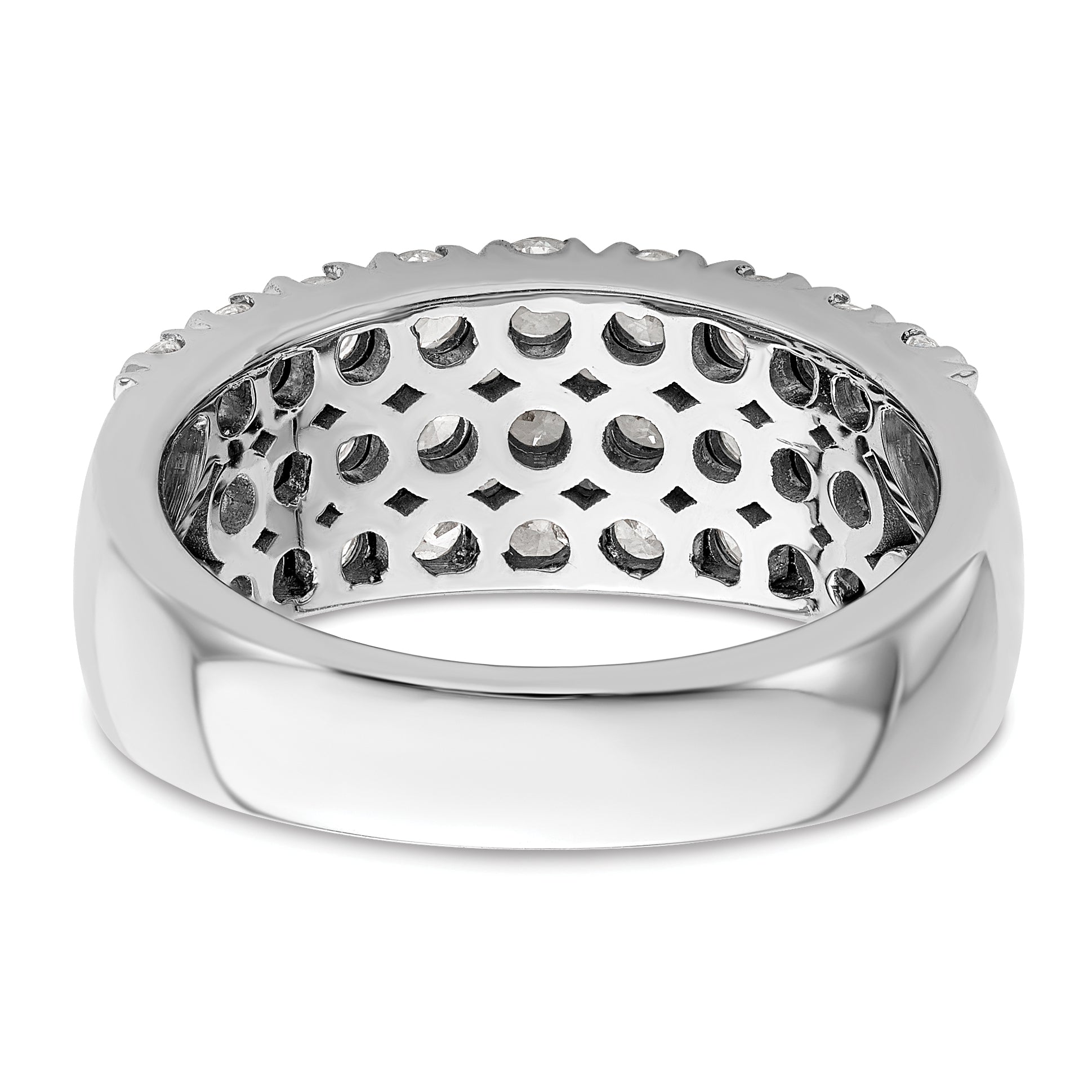 14k White Gold 1 1/2 carat Lab Grown Diamond VS/SI+ G+ Complete Triple Row Fashion Band