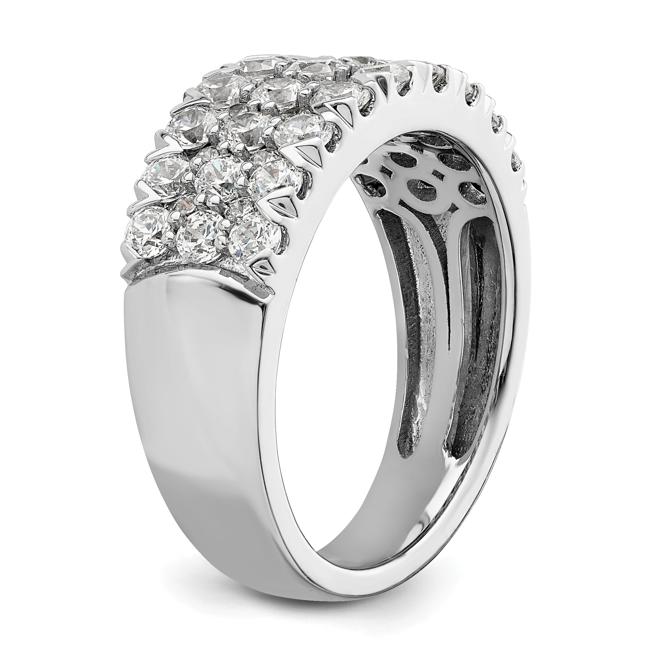 14k White Gold 1 1/2 carat Lab Grown Diamond VS/SI+ G+ Complete Triple Row Fashion Band