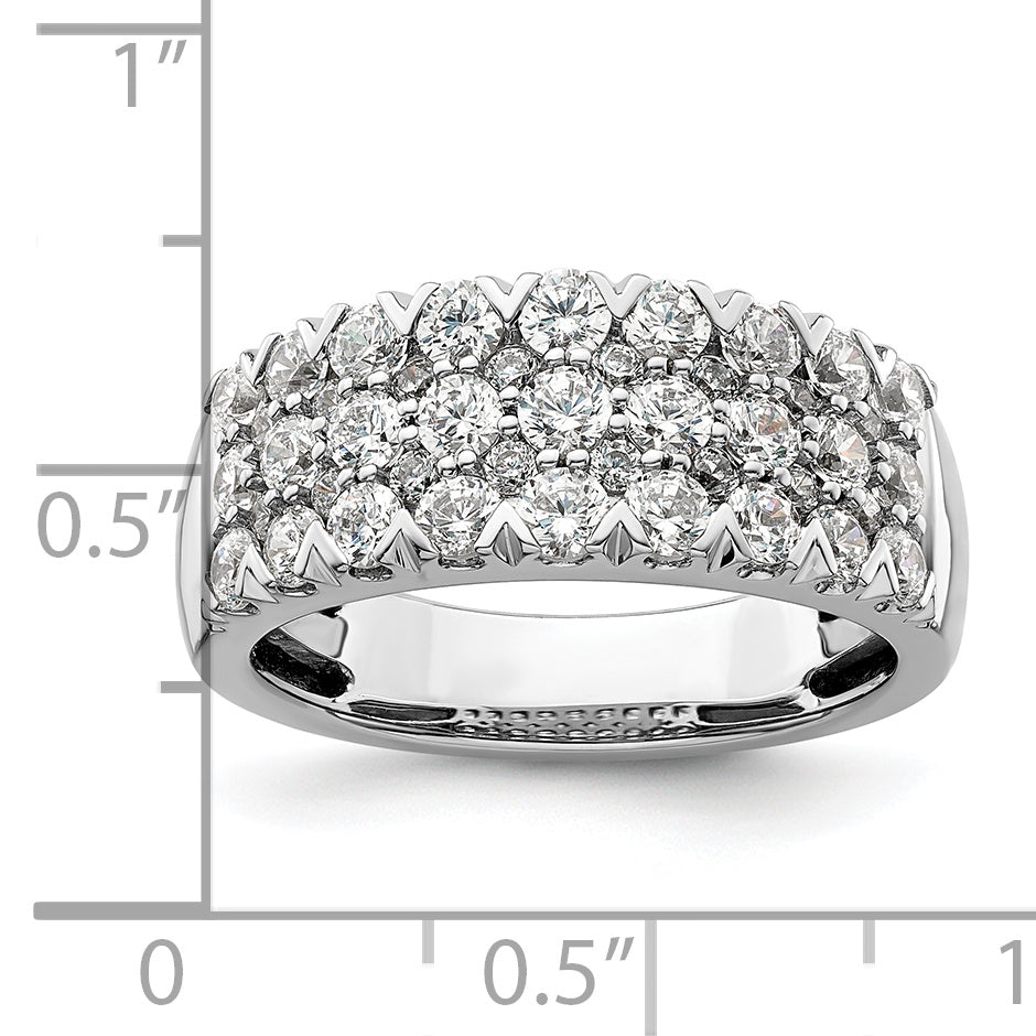 14k White Gold 1 1/2 carat Lab Grown Diamond VS/SI+ G+ Complete Triple Row Fashion Band