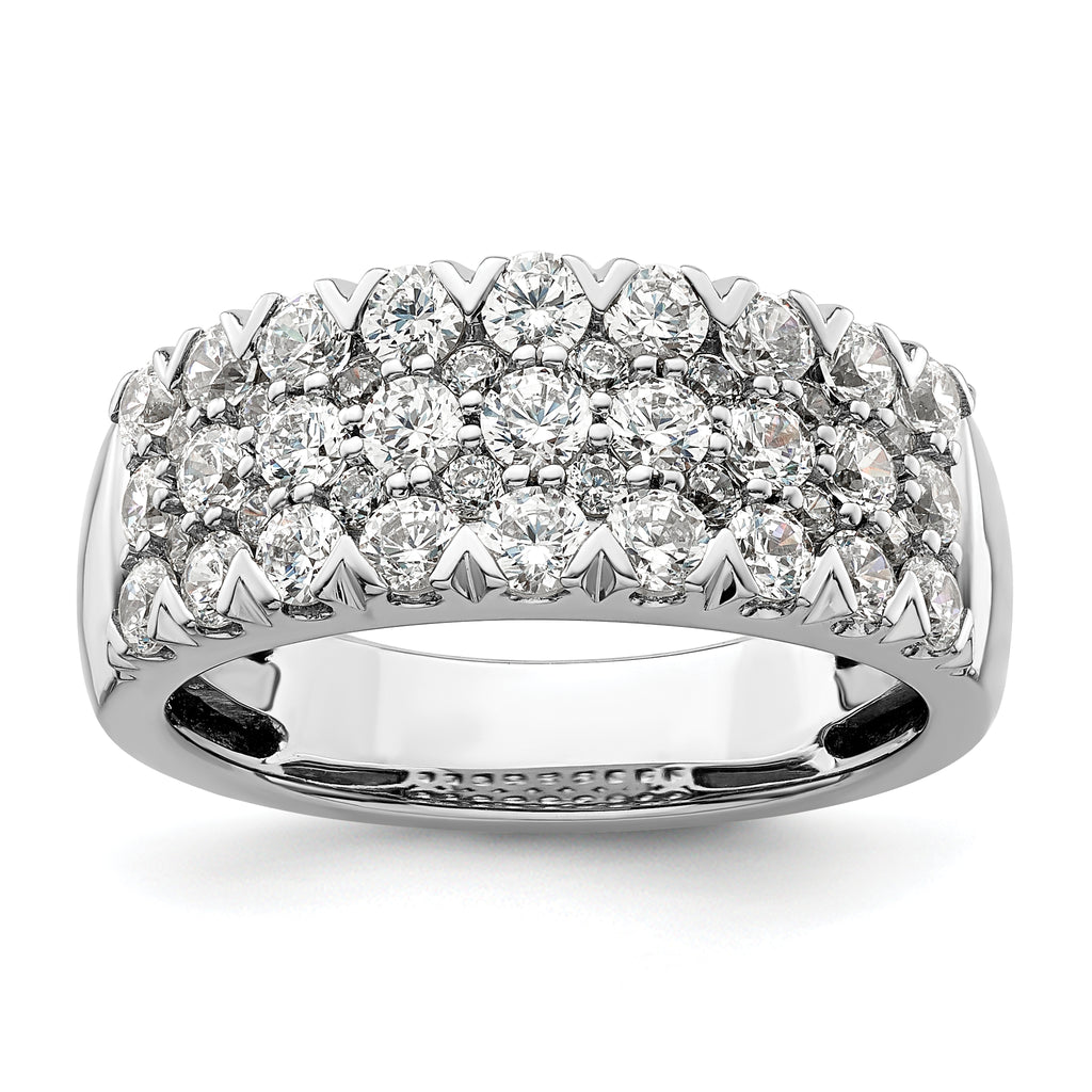 14k White Gold 1 1/2 carat Lab Grown Diamond VS/SI+ G+ Complete Triple Row Fashion Band
