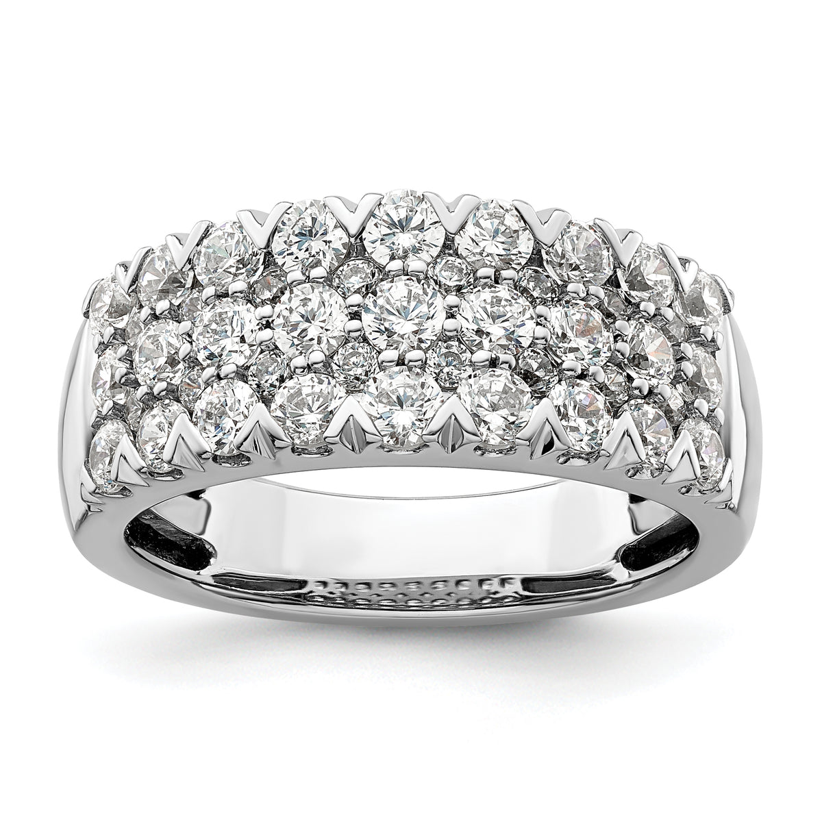 14k White Gold 1 1/2 carat Lab Grown Diamond VS/SI+ G+ Complete Triple Row Fashion Band
