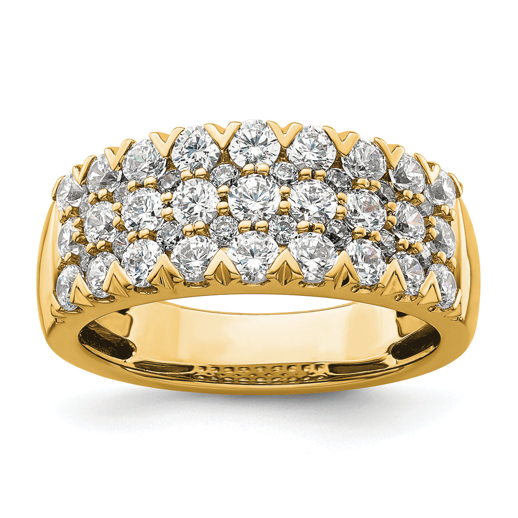 14k 1 1/2 carat Lab Grown Diamond VS/SI+ G+ Complete Triple Row Fashion Band