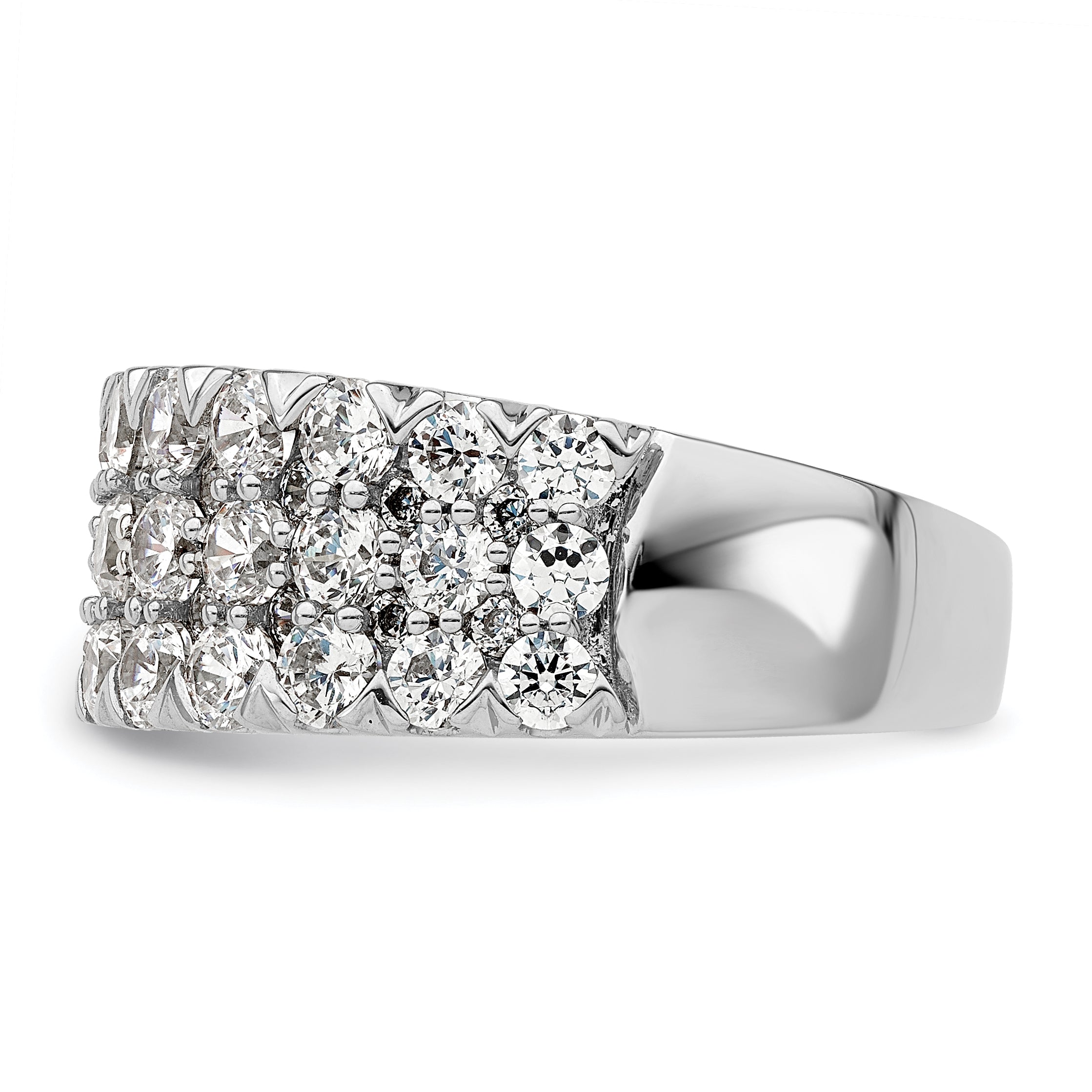 14k White Gold 2 carat Lab Grown Diamond VS/SI+ G+ Complete Triple Row Fashion Band