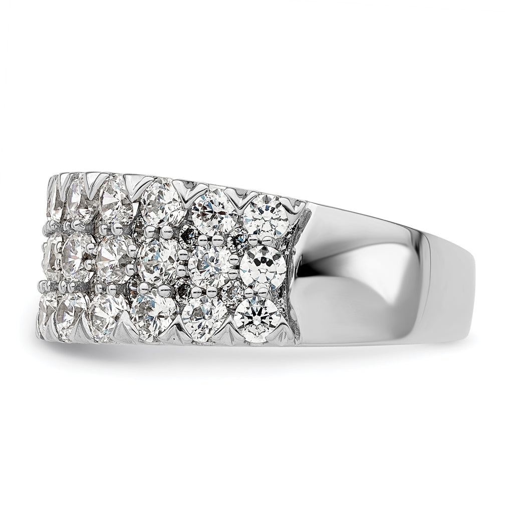14k White Gold 2 carat Lab Grown Diamond VS/SI+ G+ Complete Triple Row Fashion Band