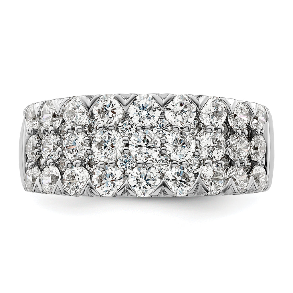 14k White Gold 2 carat Lab Grown Diamond VS/SI+ G+ Complete Triple Row Fashion Band