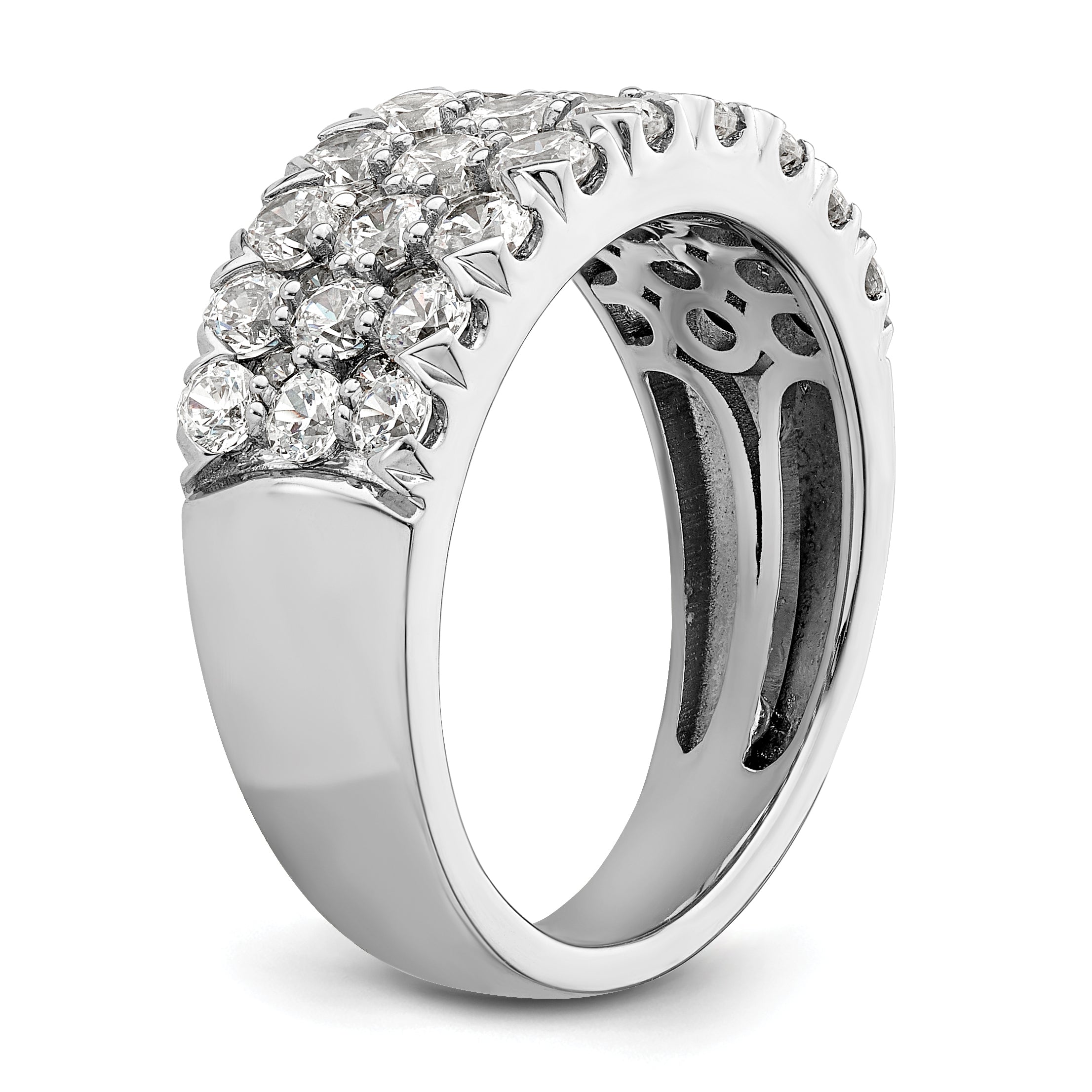 14k White Gold 2 carat Lab Grown Diamond VS/SI+ G+ Complete Triple Row Fashion Band