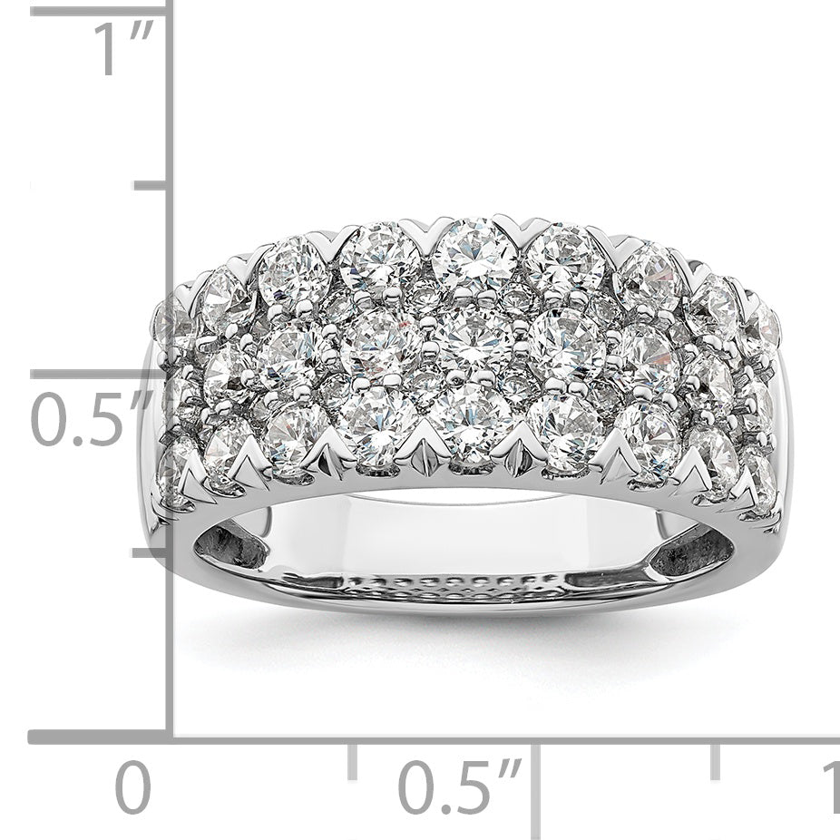 14k White Gold 2 carat Lab Grown Diamond VS/SI+ G+ Complete Triple Row Fashion Band