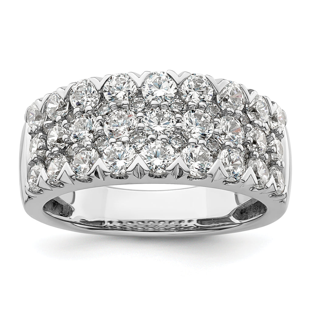 14k White Gold 2 carat Lab Grown Diamond VS/SI+ G+ Complete Triple Row Fashion Band