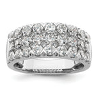 14k White Gold 2 carat Lab Grown Diamond VS/SI+ G+ Complete Triple Row Fashion Band