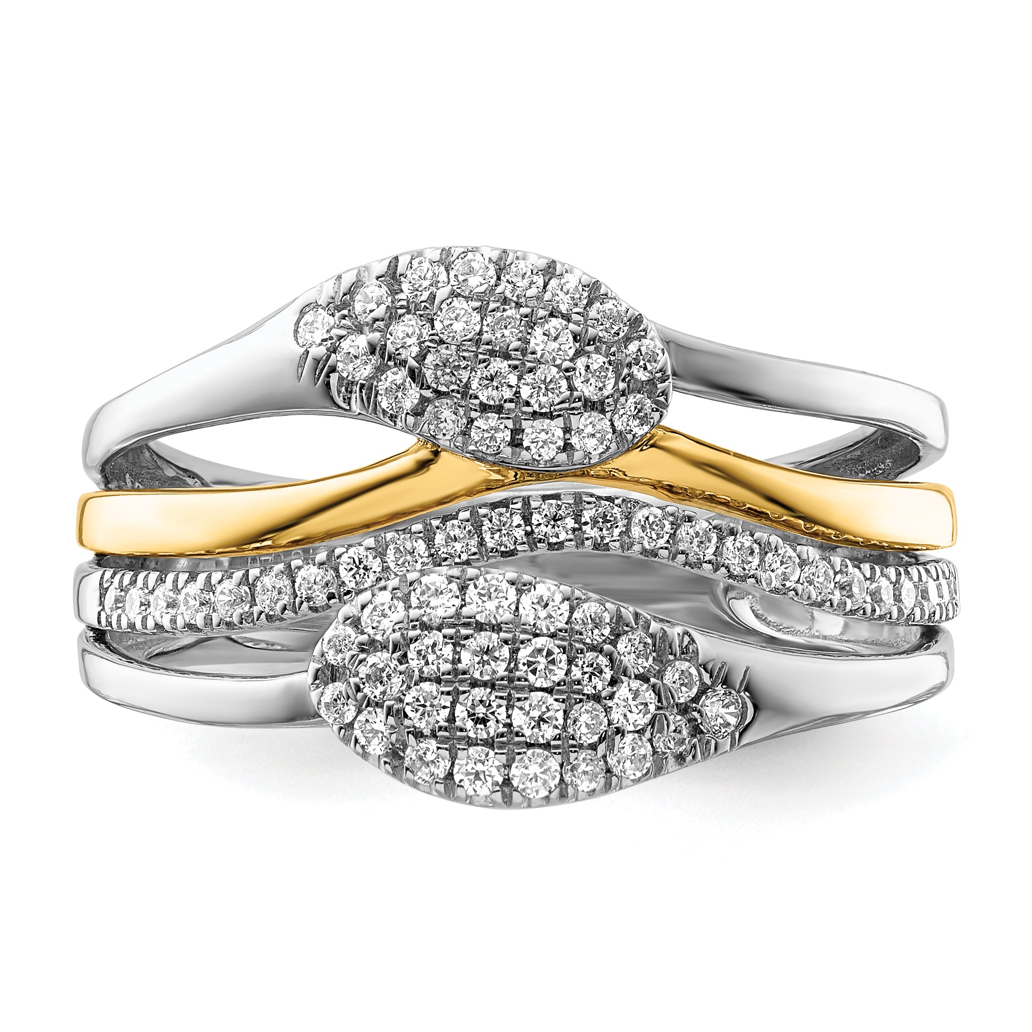 14k Two-Tone 3/8 carat Lab Grown Diamond VS/SI+ G+ Complete Fashion Ring
