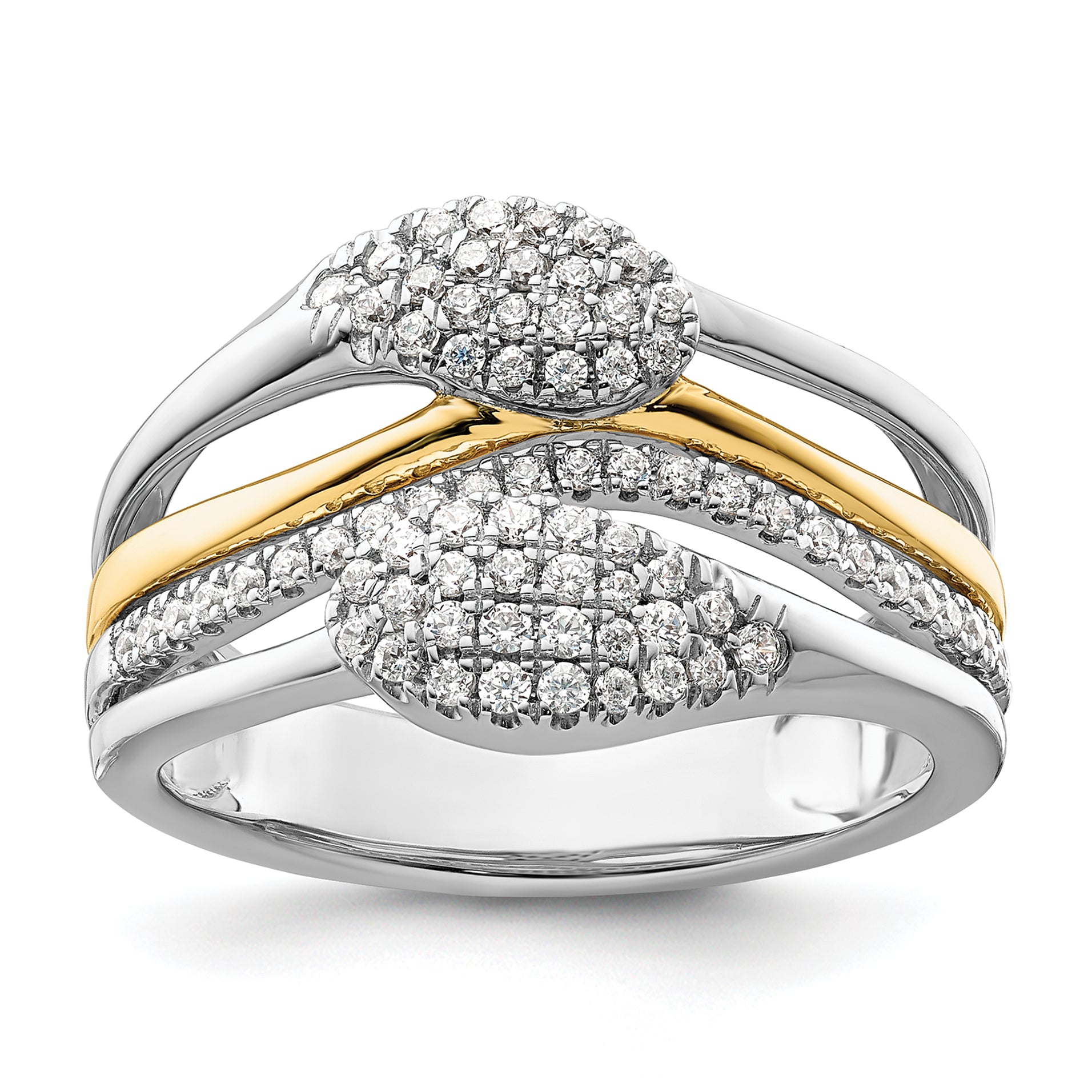 14k Two-Tone 3/8 carat Lab Grown Diamond VS/SI+ G+ Complete Fashion Ring
