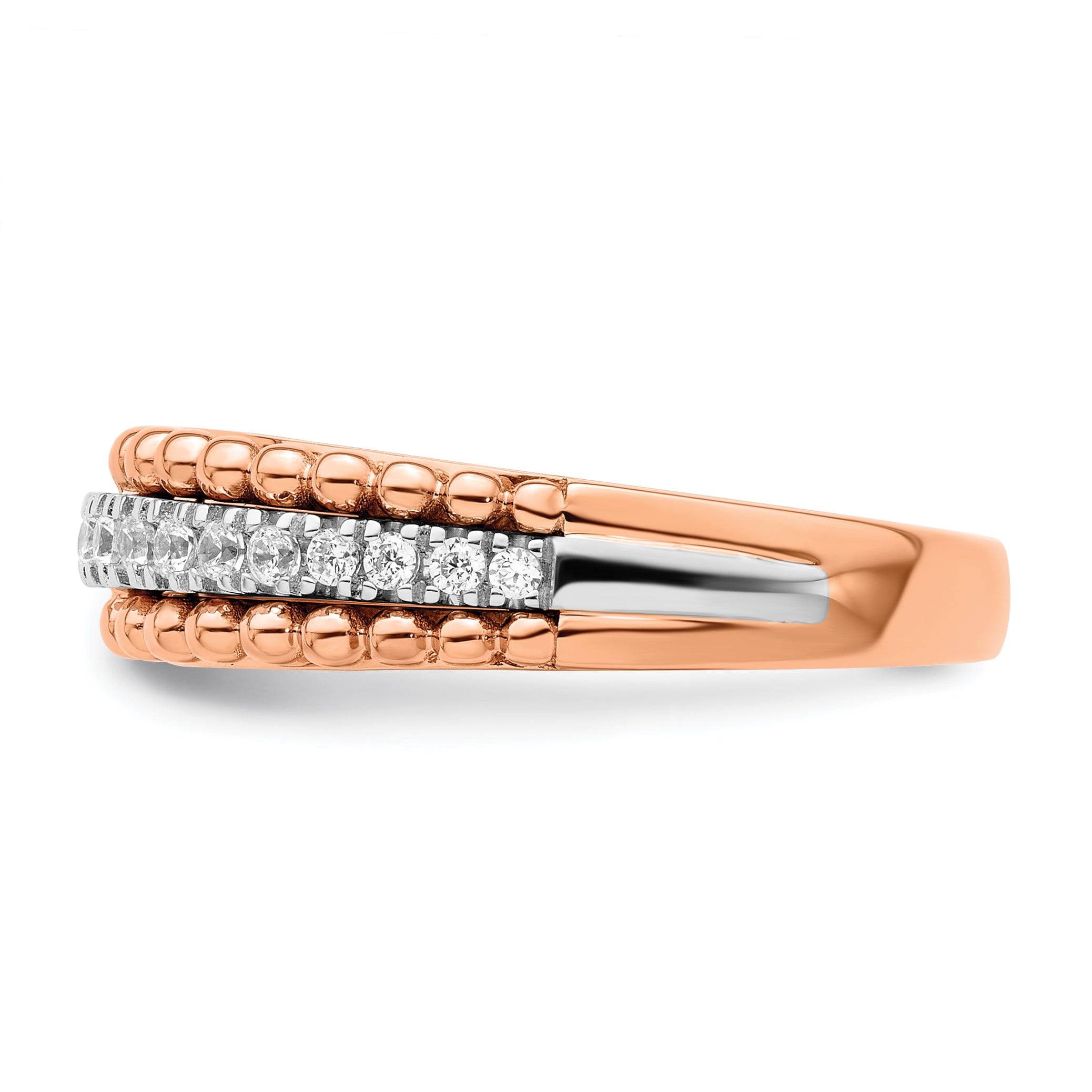 14k Two-tone Rose and White Gold 1/4 carat Lab Grown Diamond VS/SI+ G+ Complete Band