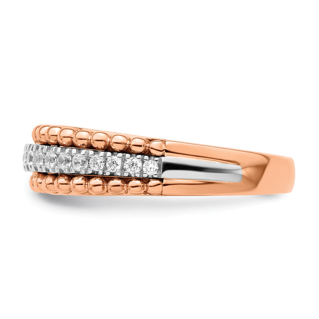 14k Two-tone Rose and White Gold 1/4 carat Lab Grown Diamond VS/SI+ G+ Complete Band