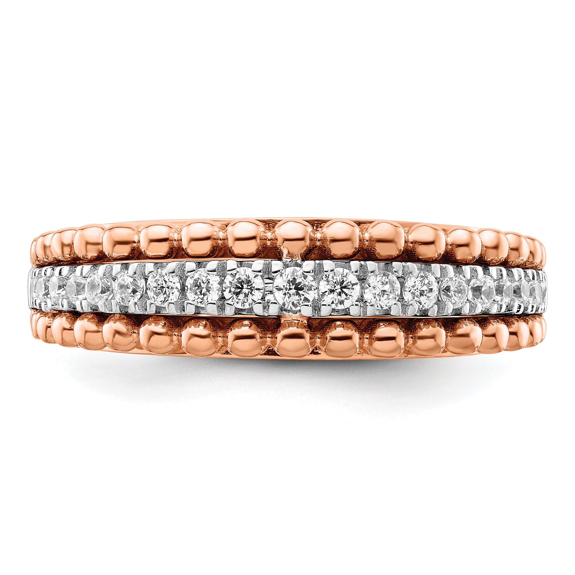 14k Two-tone Rose and White Gold 1/4 carat Lab Grown Diamond VS/SI+ G+ Complete Band