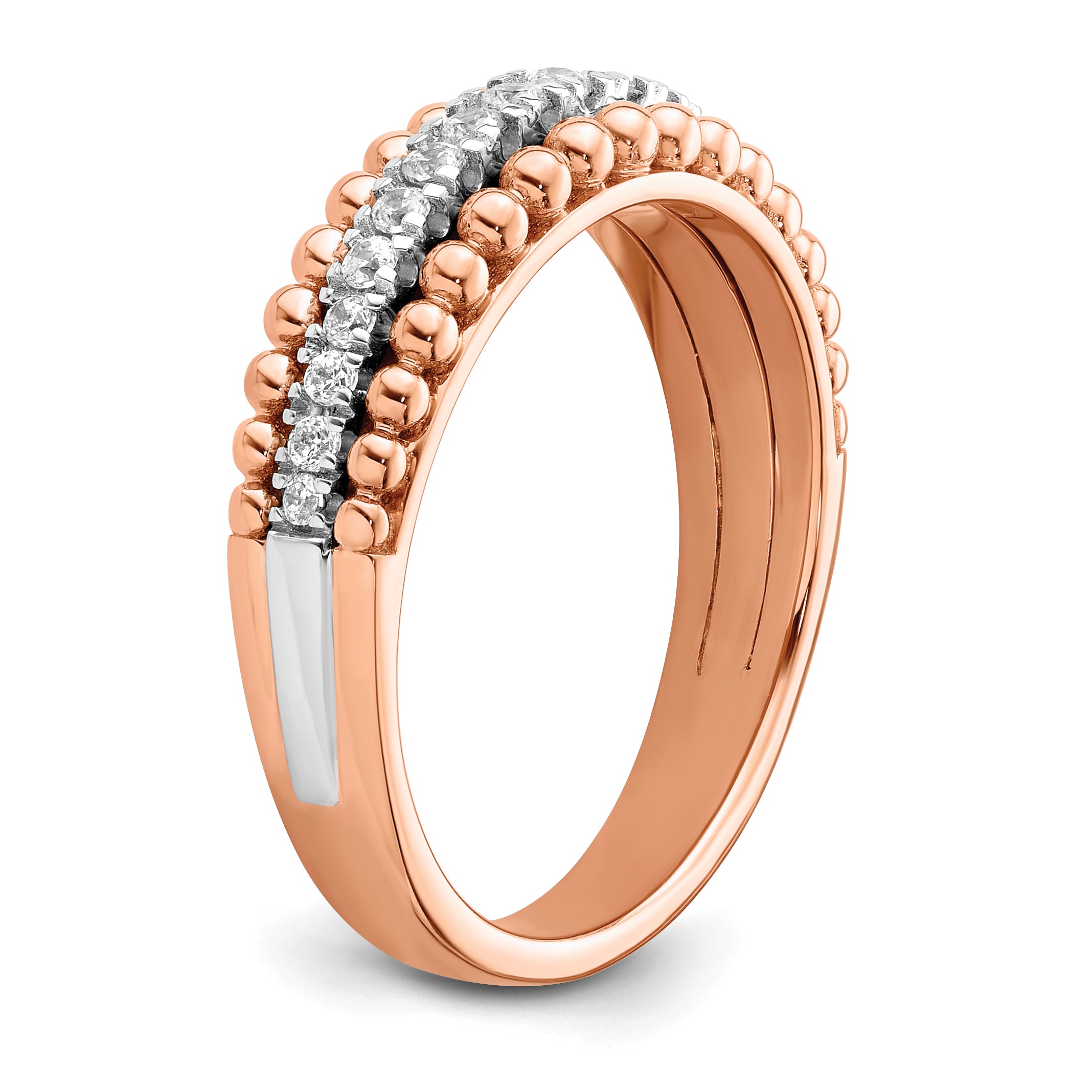 14k Two-tone Rose and White Gold 1/4 carat Lab Grown Diamond VS/SI+ G+ Complete Band