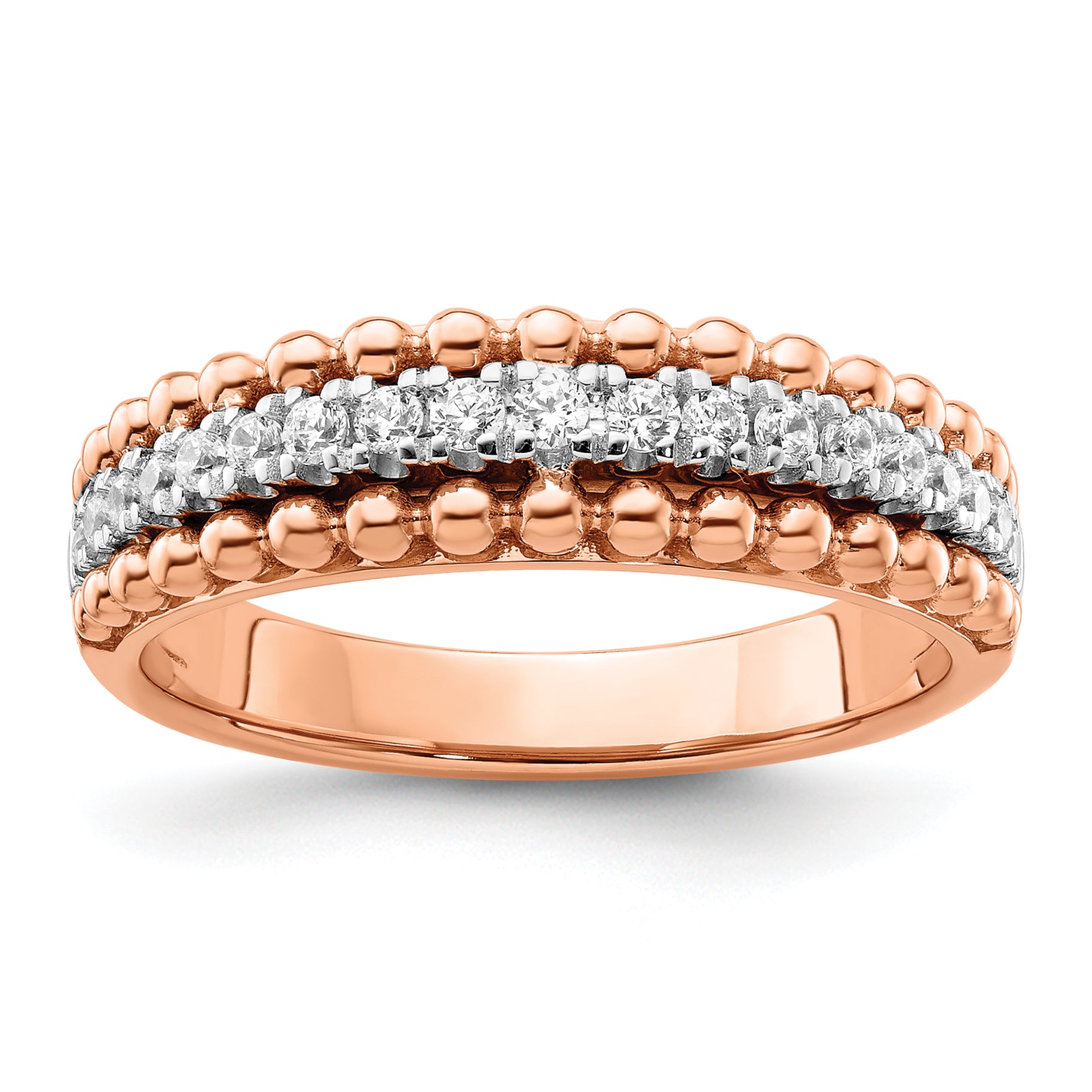 14k Two-tone Rose and White Gold 1/4 carat Lab Grown Diamond VS/SI+ G+ Complete Band Main image