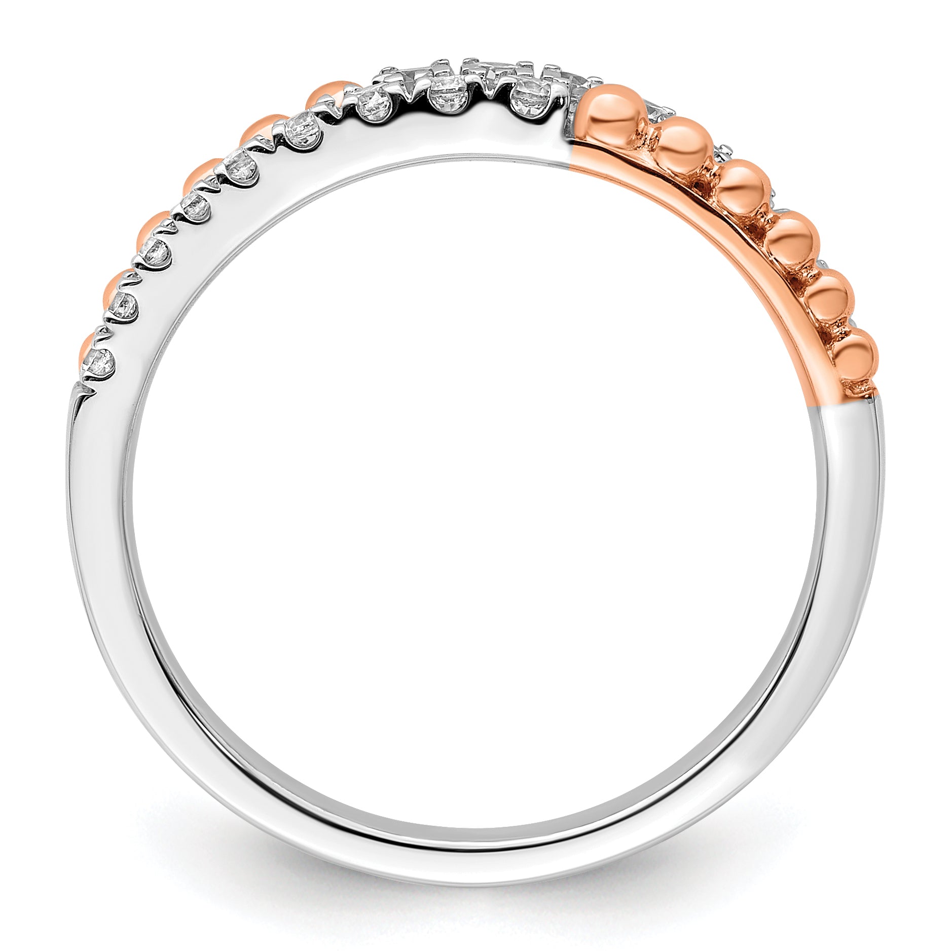 14k Two-tone Rose and White Gold 1/3 carat Lab Grown Diamond VS/SI+ G+ Complete Band Secondary image