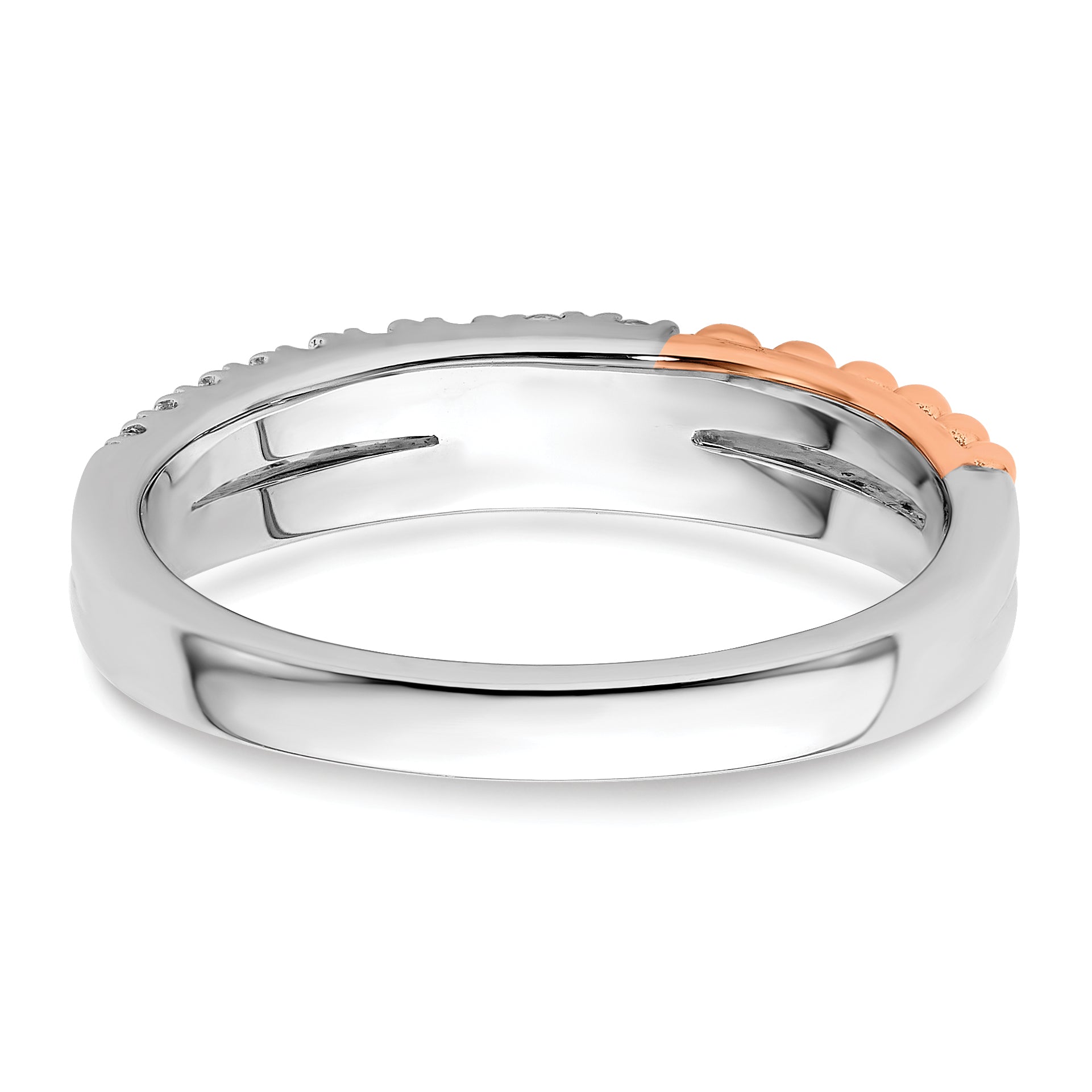 14k Two-tone Rose and White Gold 1/3 carat Lab Grown Diamond VS/SI+ G+ Complete Band