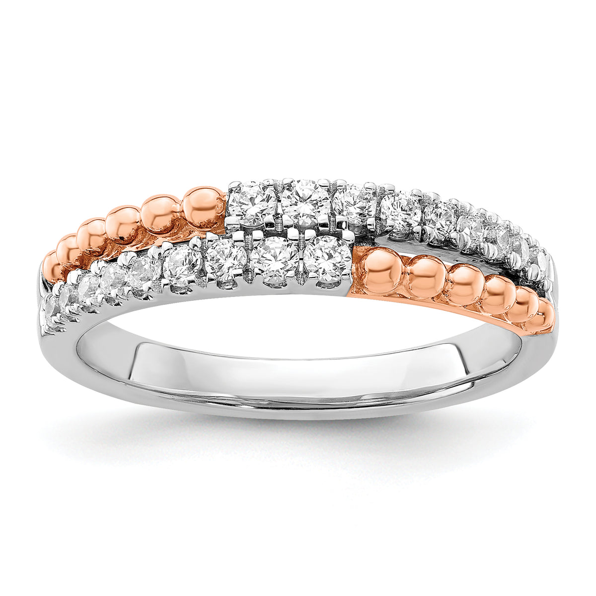 14k Two-tone Rose and White Gold 1/3 carat Lab Grown Diamond VS/SI+ G+ Complete Band
