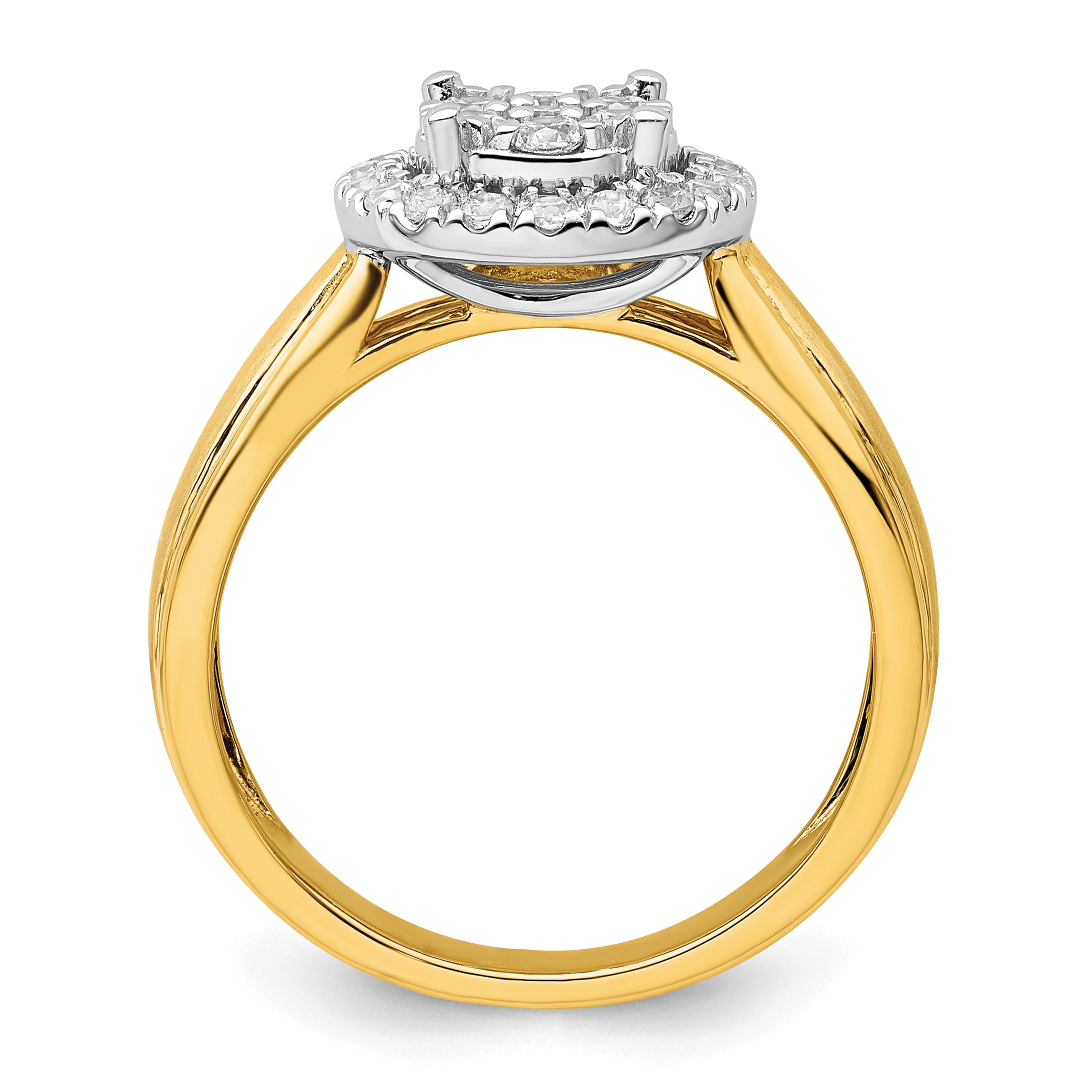 14k Two-tone 1/2 carat Lab Grown Diamond VS/SI+ G+ Complete Cluster Engagement Ring Secondary image