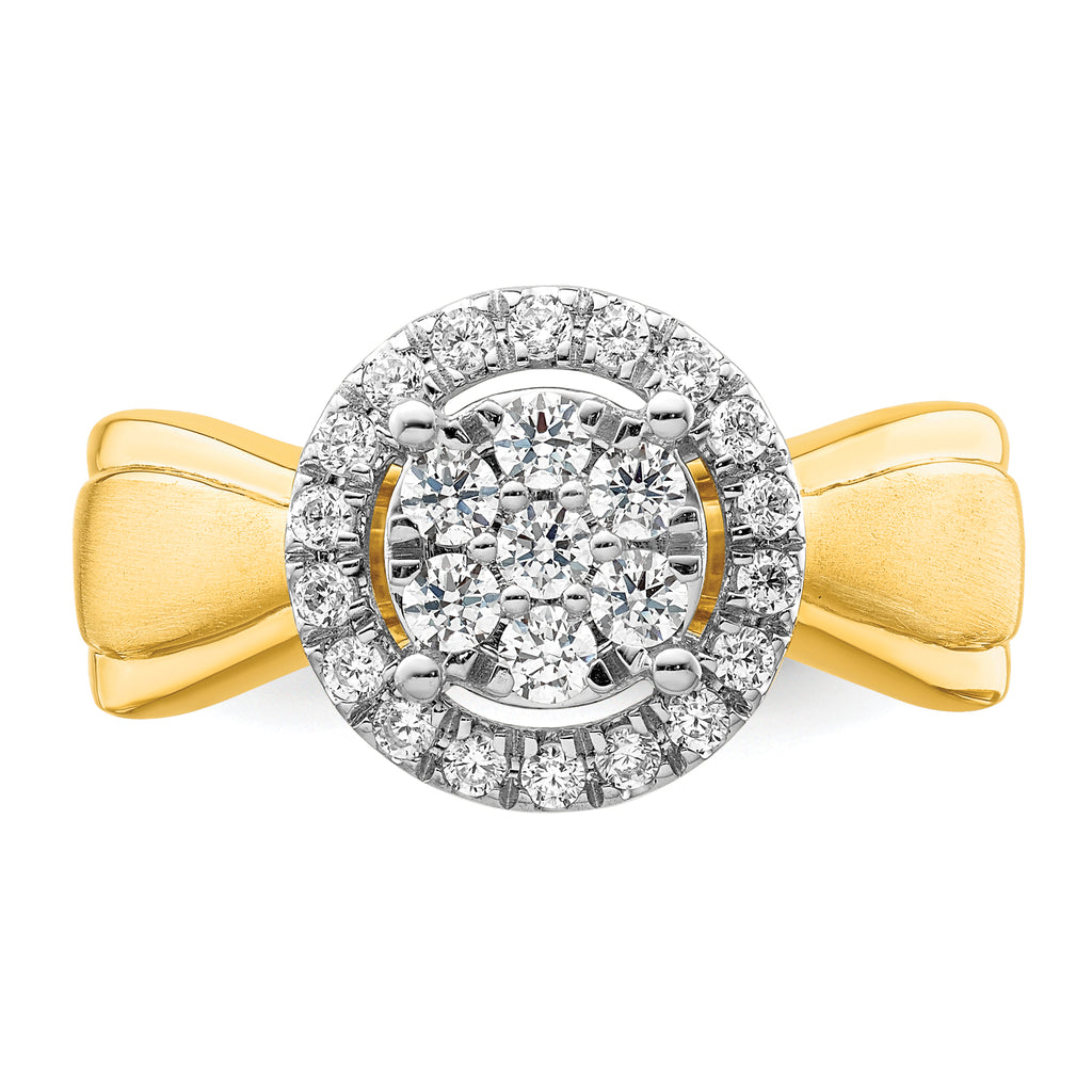 14k Two-tone 1/2 carat Lab Grown Diamond VS/SI+ G+ Complete Cluster Engagement Ring