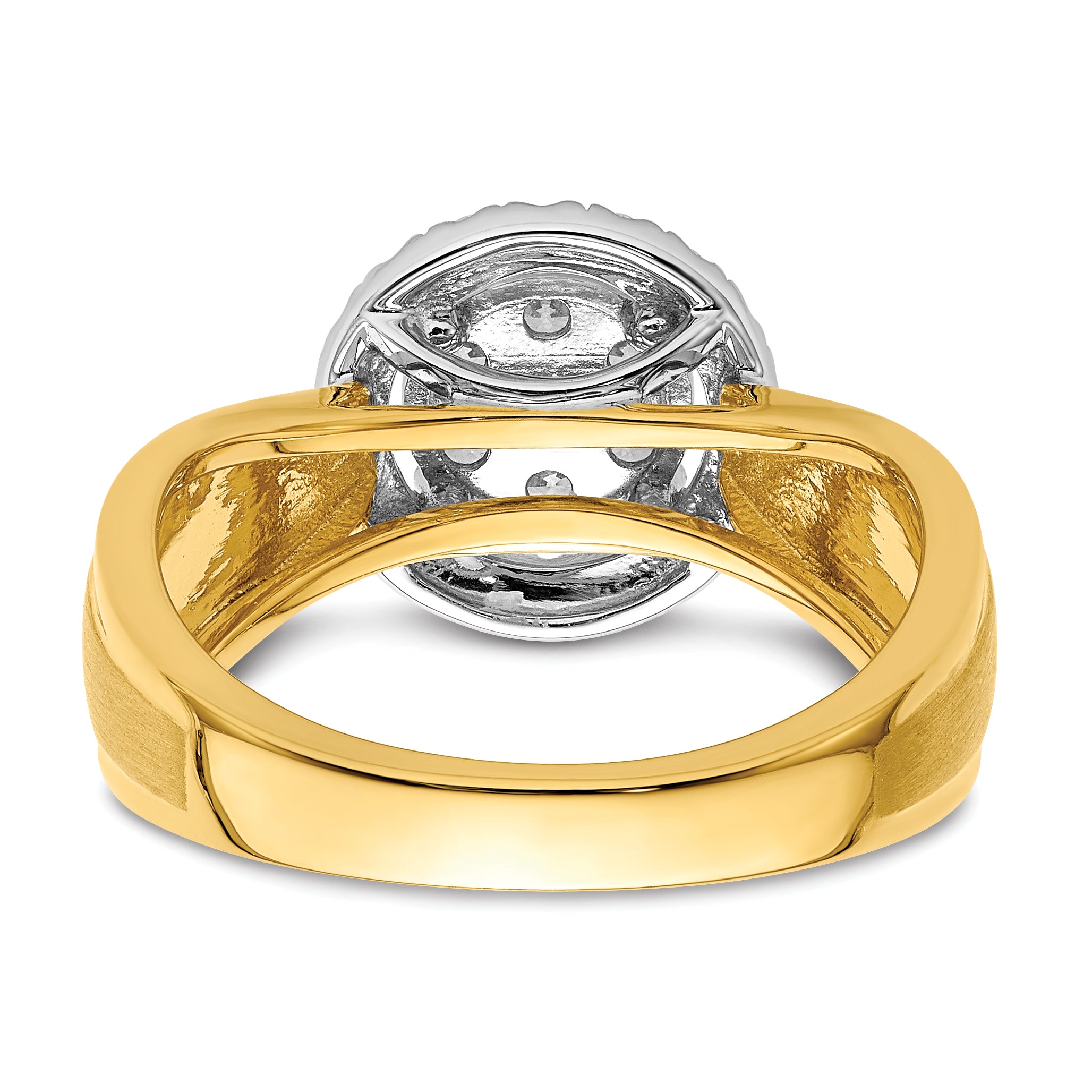 14k Two-tone 1/2 carat Lab Grown Diamond VS/SI+ G+ Complete Cluster Engagement Ring