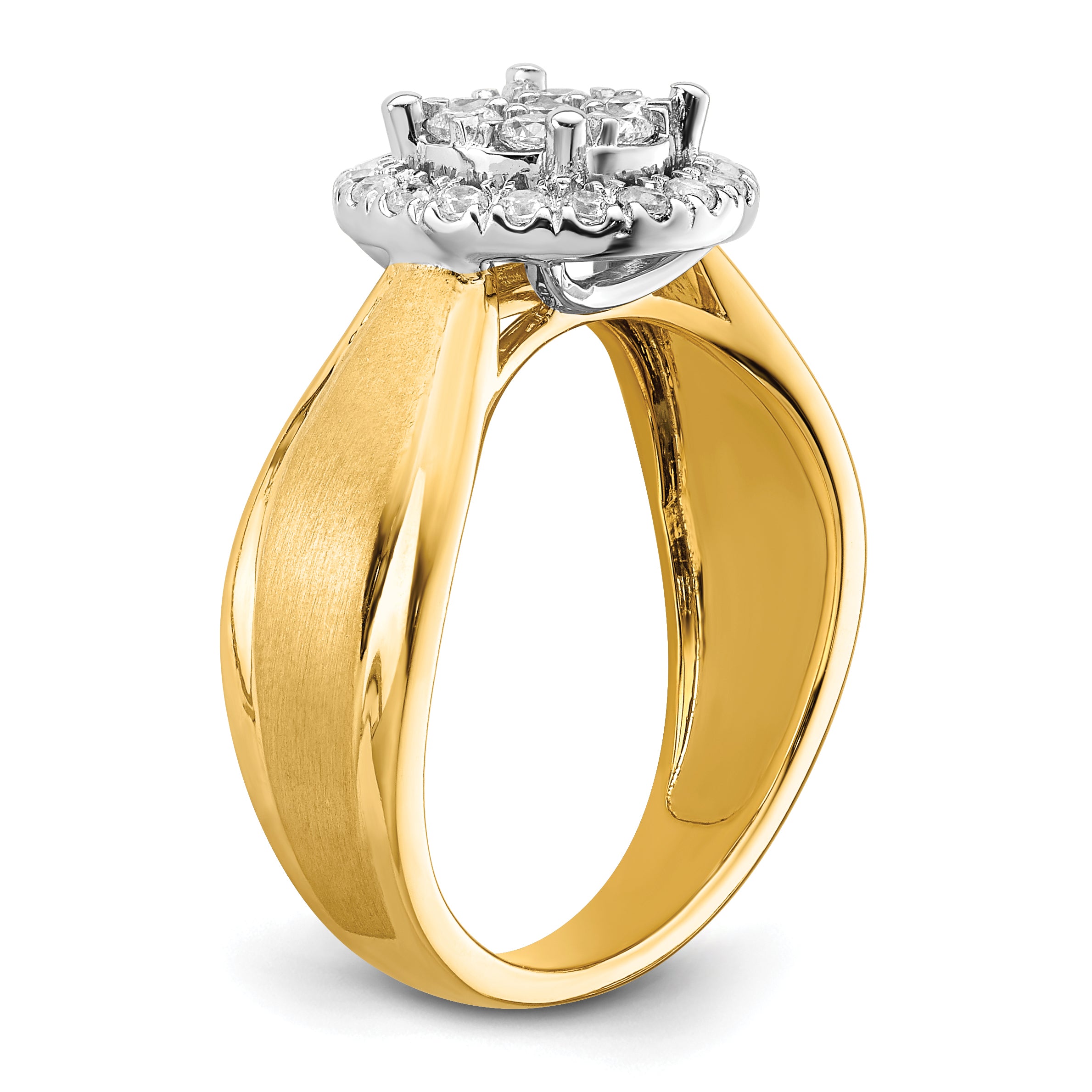 14k Two-tone 1/2 carat Lab Grown Diamond VS/SI+ G+ Complete Cluster Engagement Ring