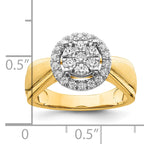 14k Two-tone 1/2 carat Lab Grown Diamond VS/SI+ G+ Complete Cluster Engagement Ring