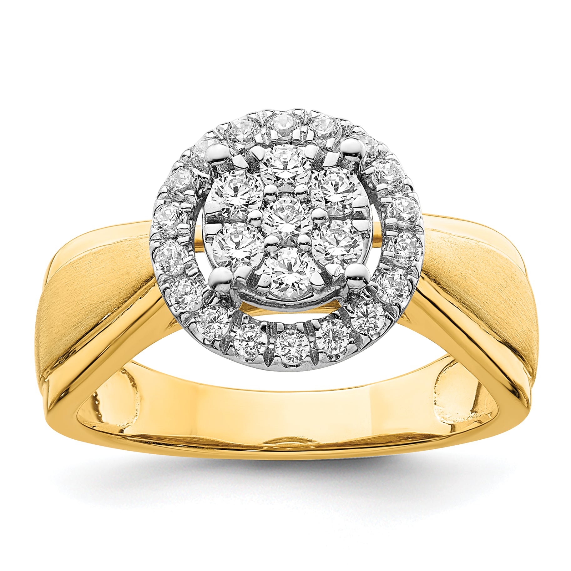 14k Two-tone 1/2 carat Lab Grown Diamond VS/SI+ G+ Complete Cluster Engagement Ring