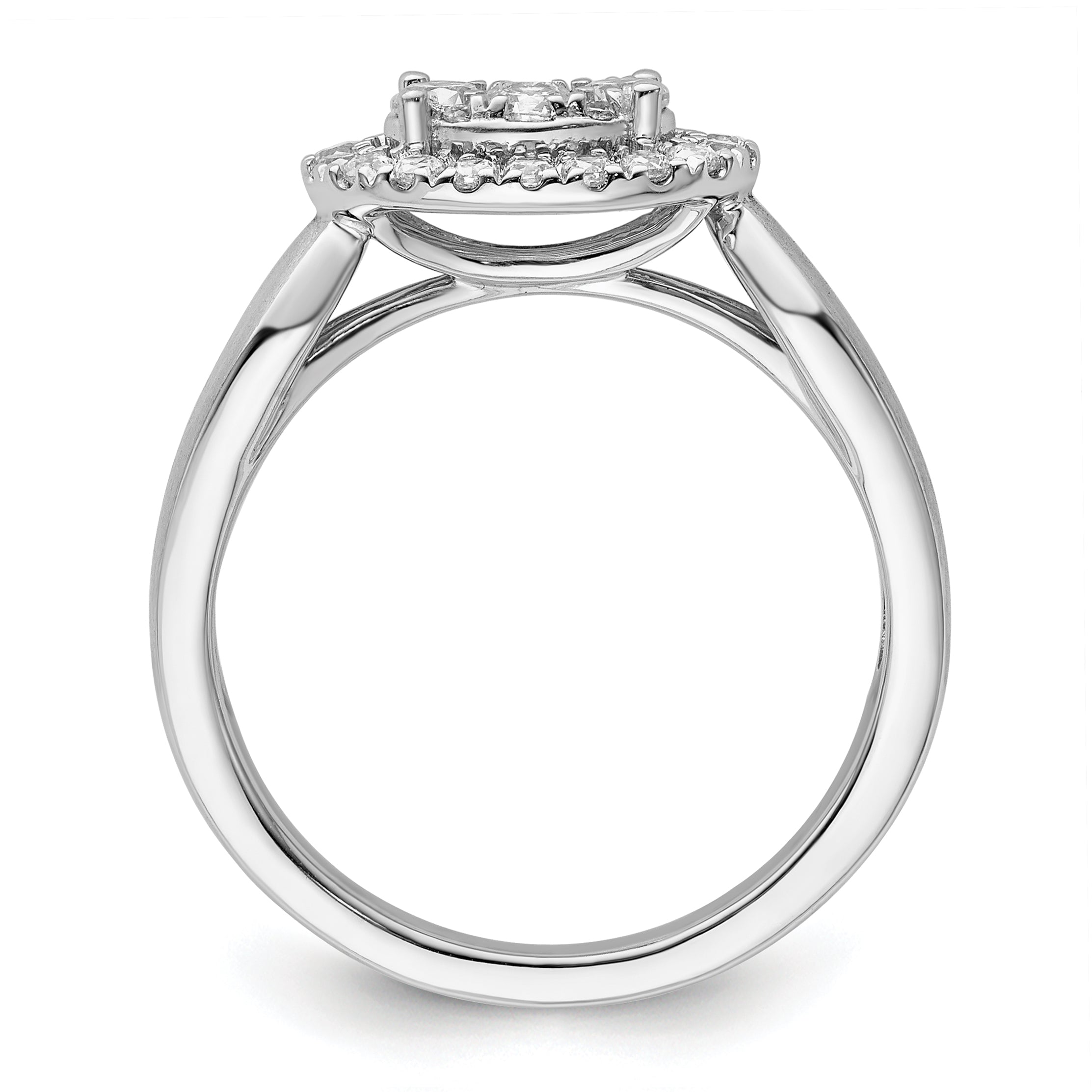 14k White Gold 1/2 carat Lab Grown Diamond VS/SI+ G+ Complete Cluster Engagement Ring Secondary image