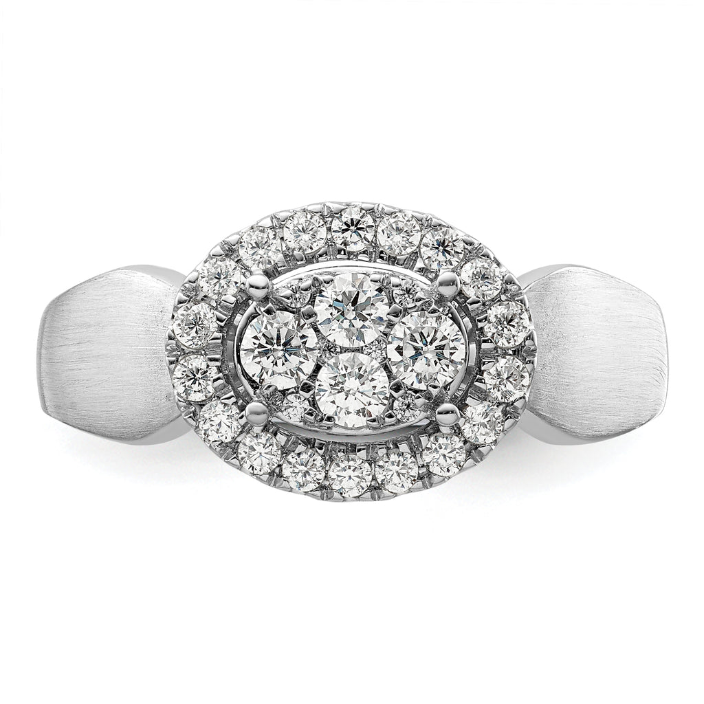 14k White Gold 1/2 carat Lab Grown Diamond VS/SI+ G+ Complete Cluster Engagement Ring