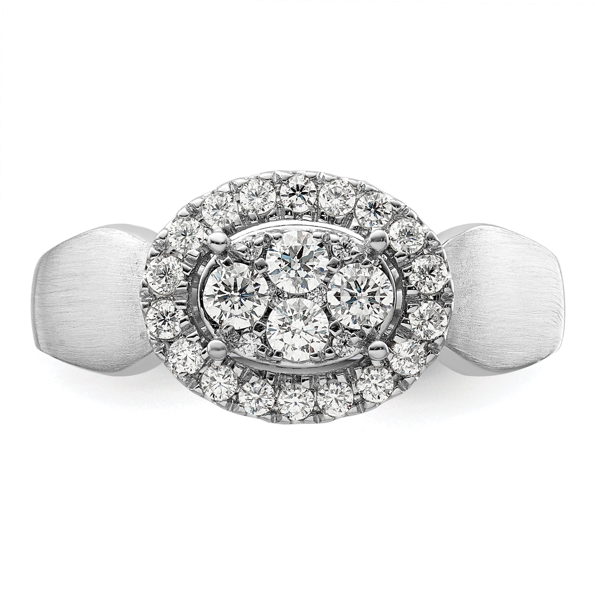 14k White Gold 1/2 carat Lab Grown Diamond VS/SI+ G+ Complete Cluster Engagement Ring