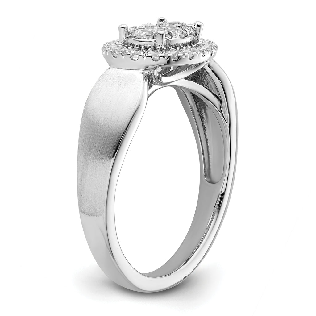 14k White Gold 1/2 carat Lab Grown Diamond VS/SI+ G+ Complete Cluster Engagement Ring