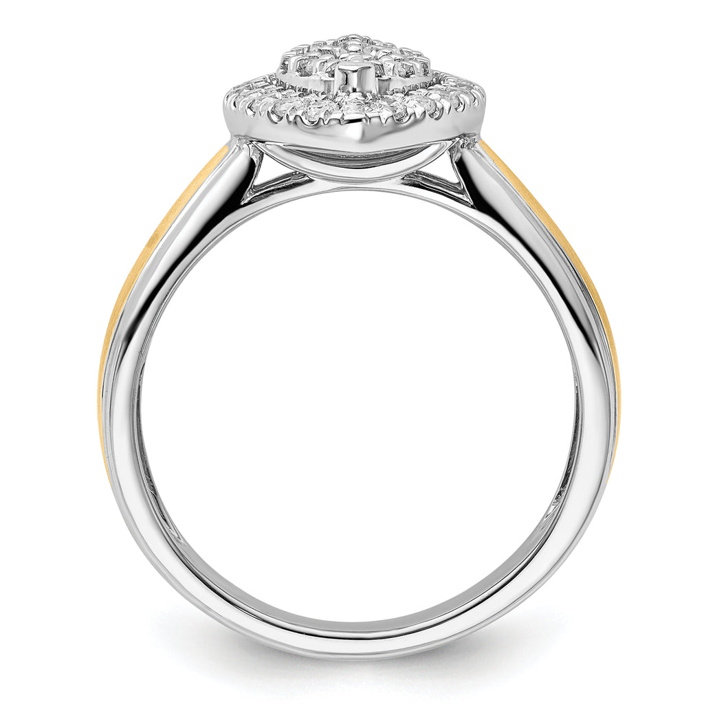 14k Two-tone 1/2 carat Lab Grown Diamond VS/SI+ G+ Complete Cluster Engagement Ring
