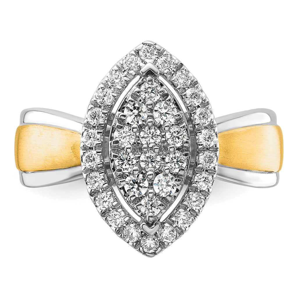 14k Two-tone 1/2 carat Lab Grown Diamond VS/SI+ G+ Complete Cluster Engagement Ring