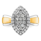 14k Two-tone 1/2 carat Lab Grown Diamond VS/SI+ G+ Complete Cluster Engagement Ring