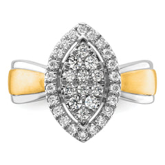 14k Two-tone 1/2 carat Lab Grown Diamond VS/SI+ G+ Complete Cluster Engagement Ring